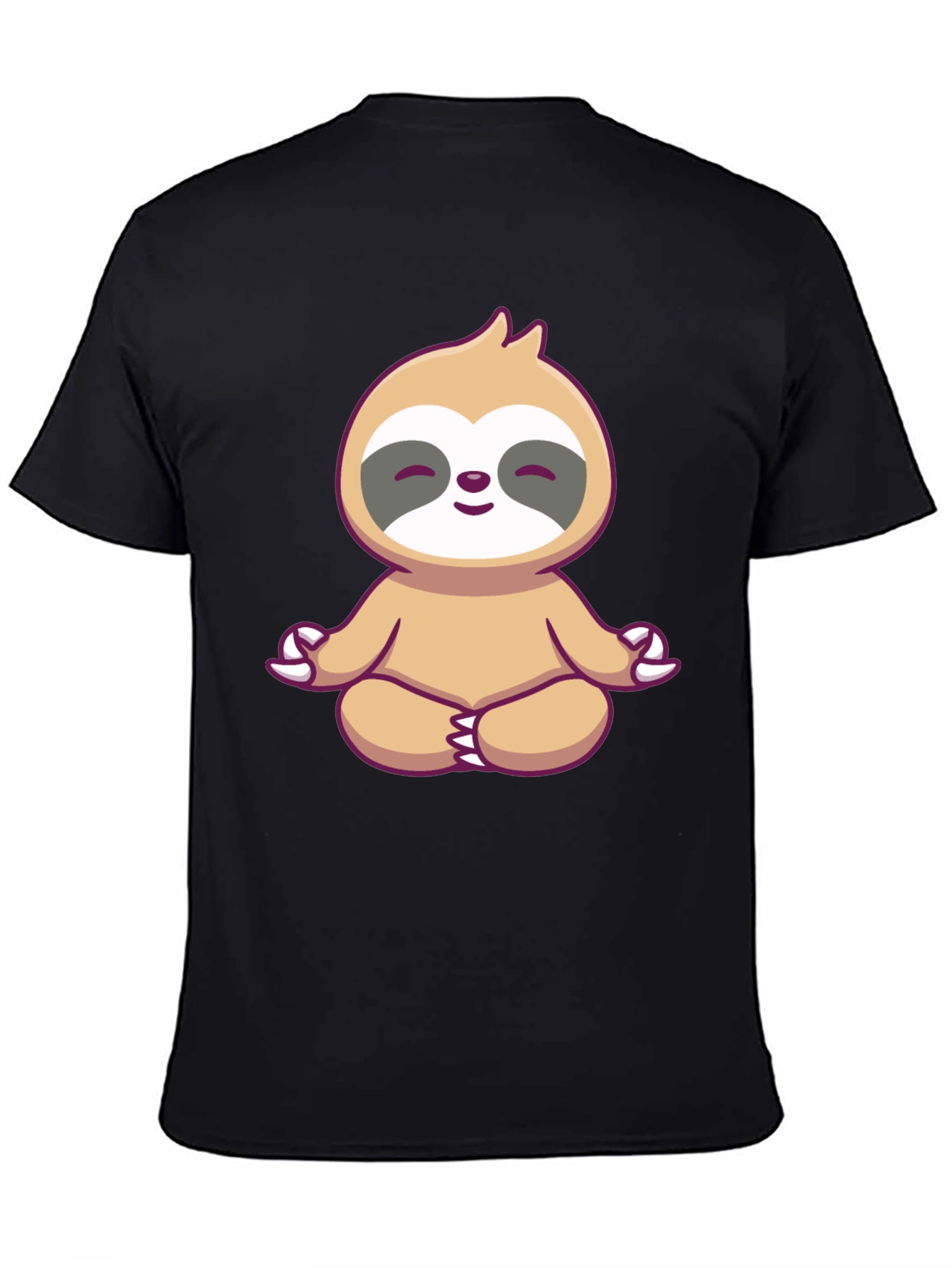 Black Zen Sloth Graphic Tee - Black Cotton T-Shirt view 4