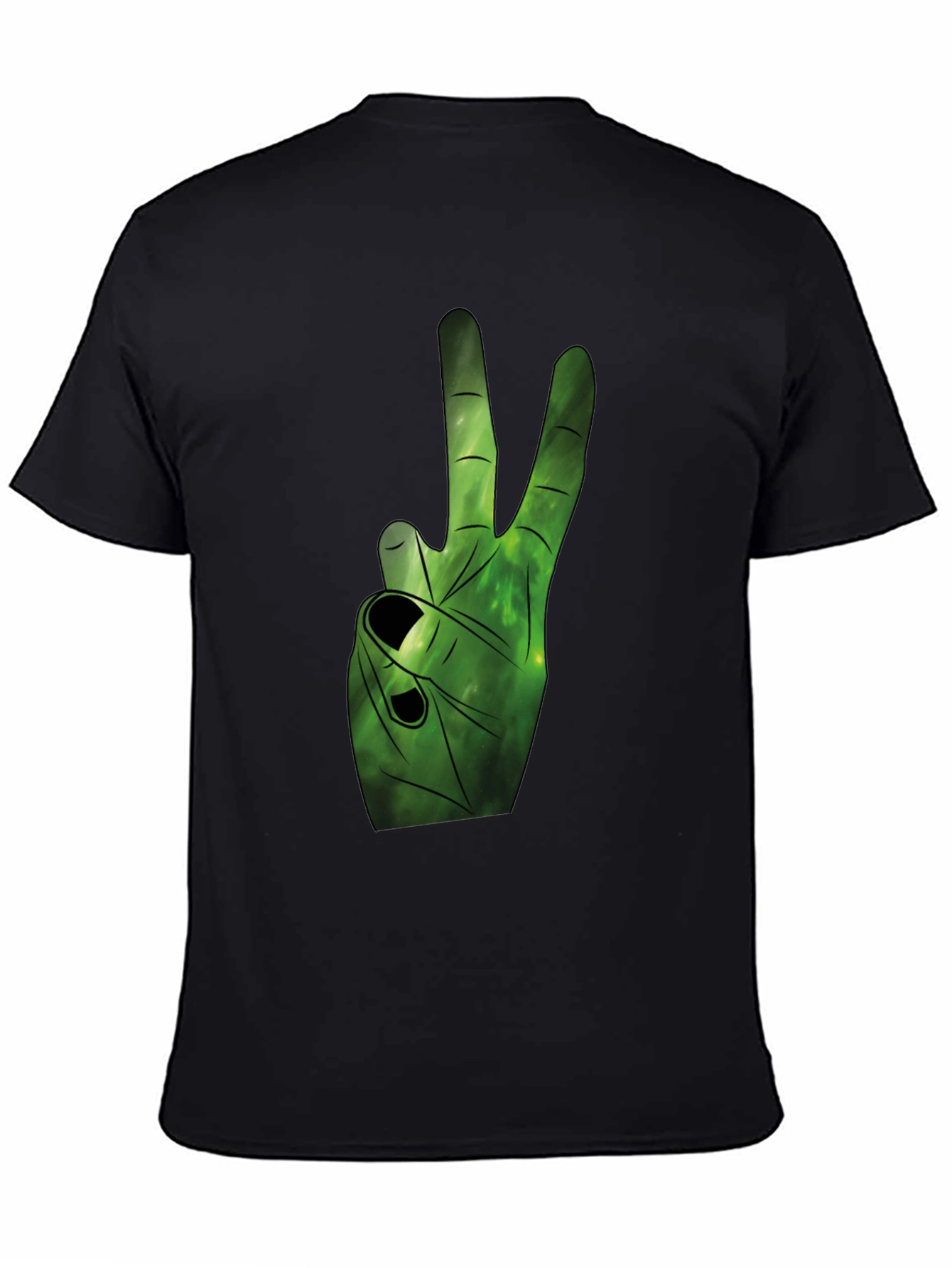 Black Peace Sign Graphic Tee - Black Cotton Comfort view 4