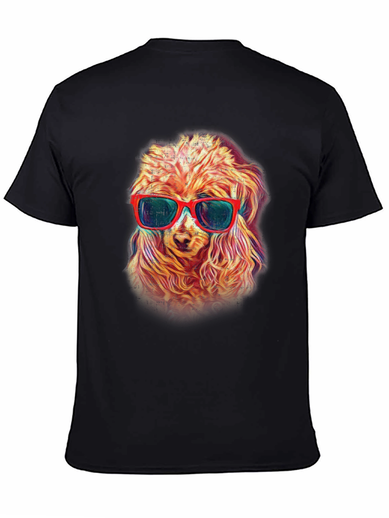 Black Cool Dog in Shades Men's Black T-Shirt view 4