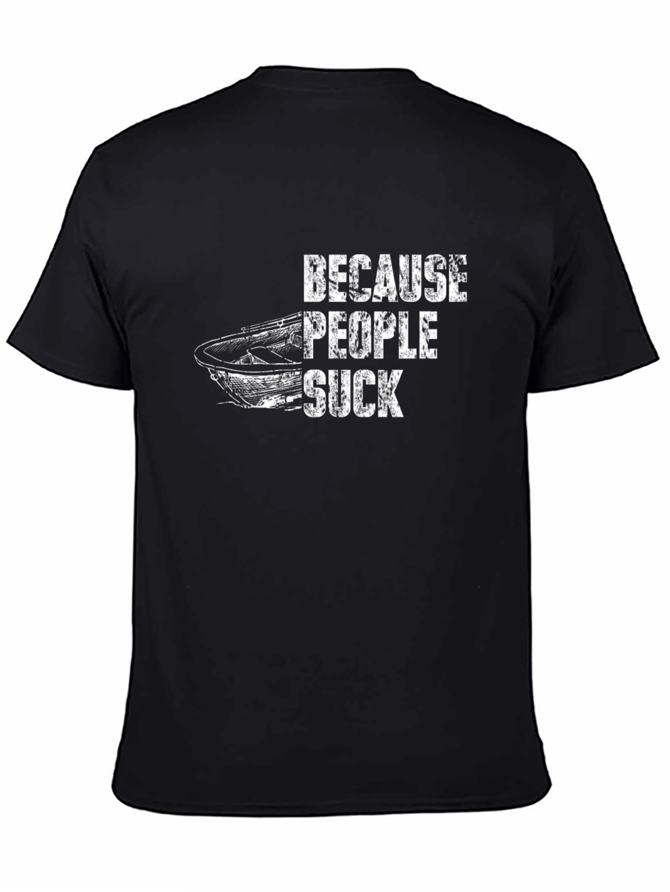Black Because People Suck Boat Graphic T-Shirt view 4