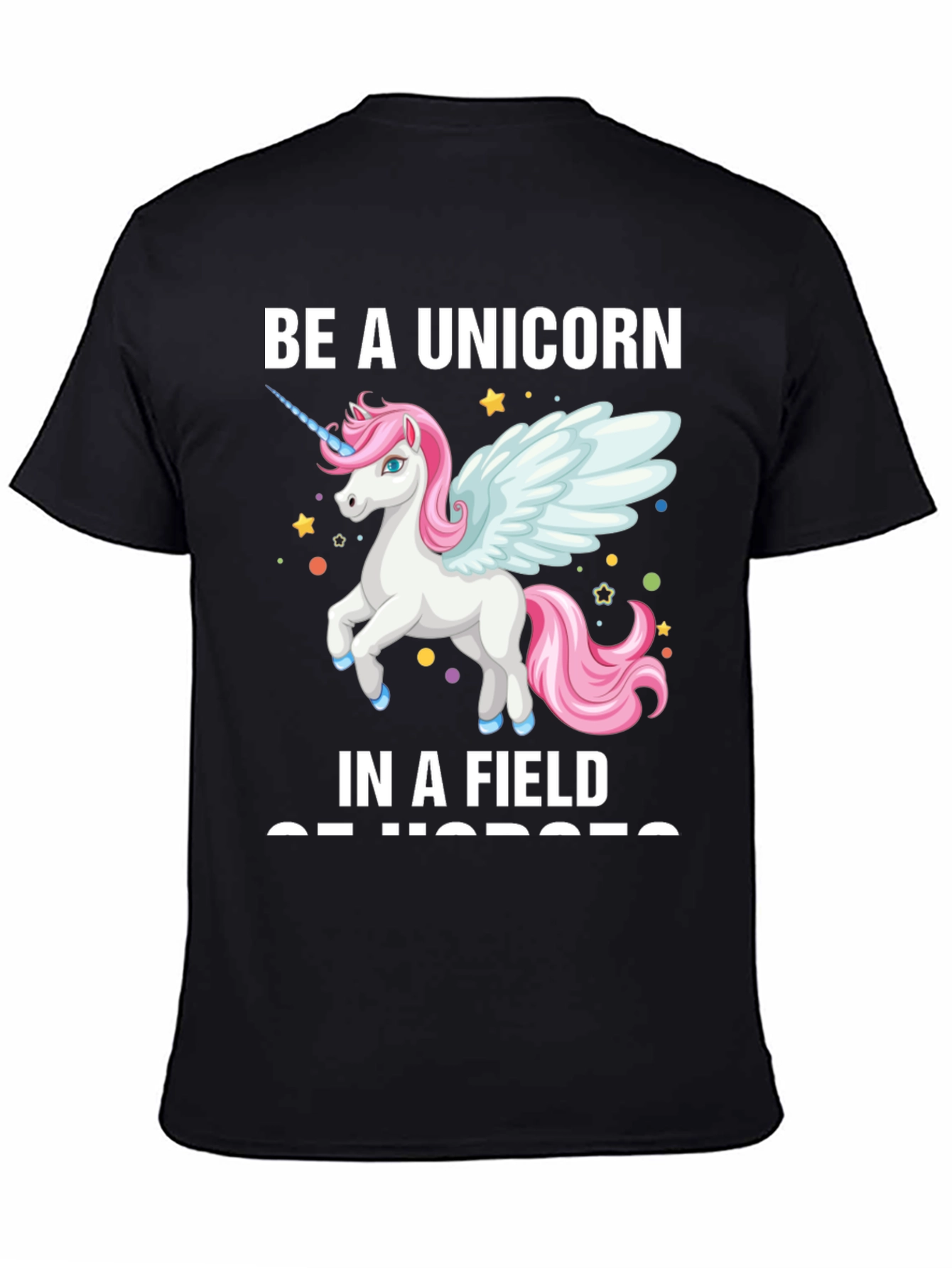 Black Be a Unicorn T-Shirt view 4