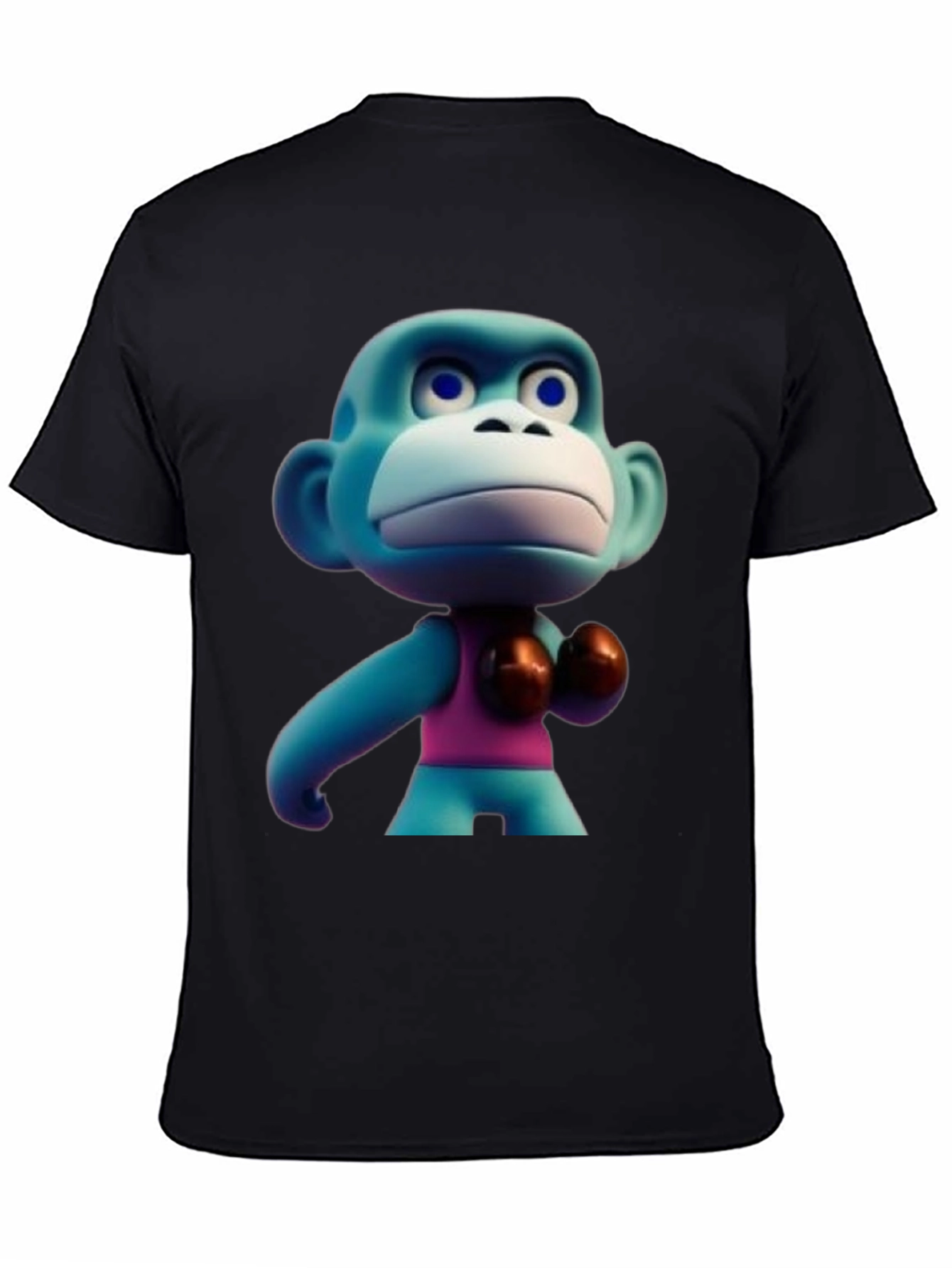 Black Blue Monkey Boxer T-Shirt view 4