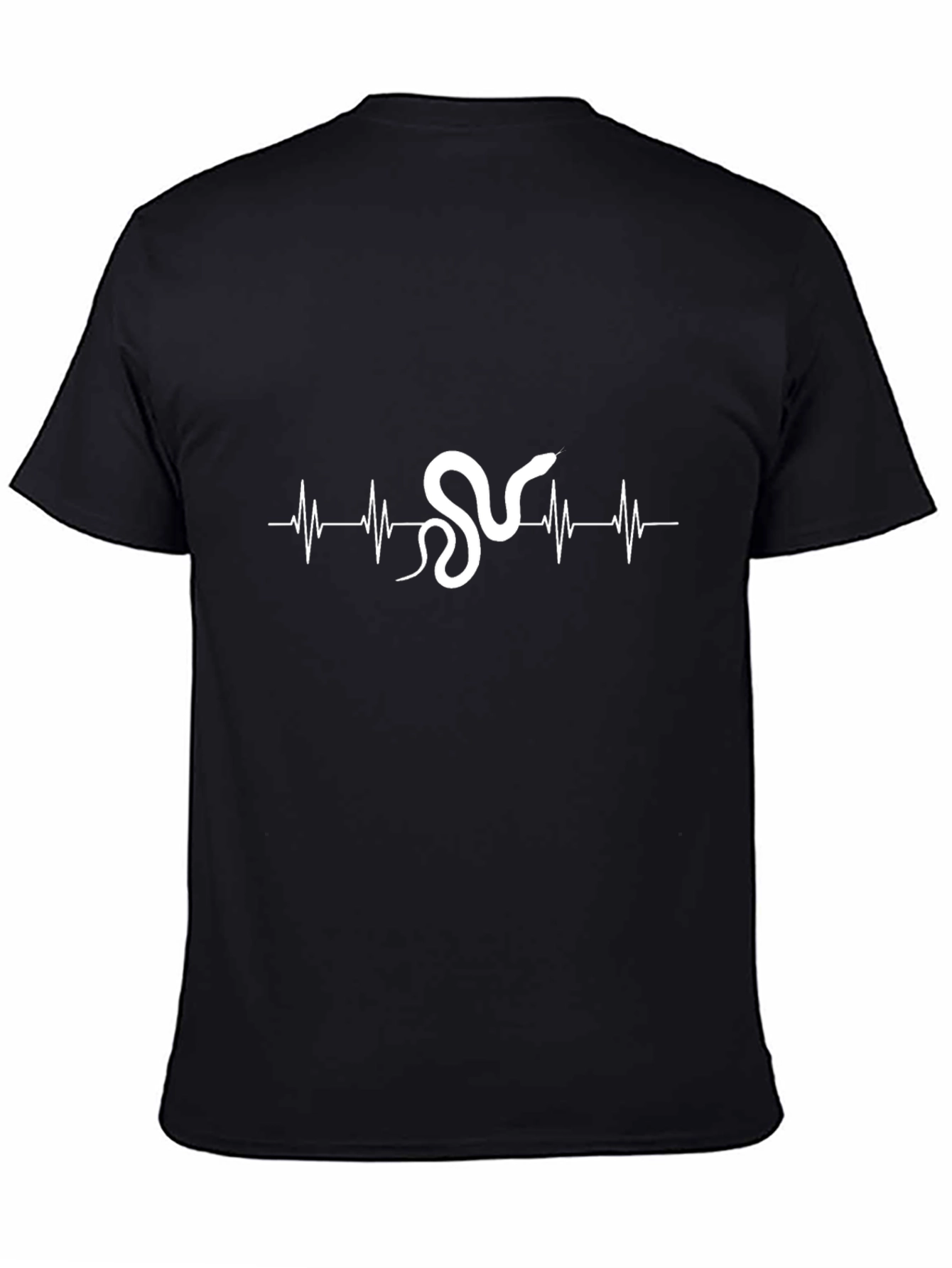 Black Snake Heartbeat Graphic Tee - Men's Black T-Shirt view 4
