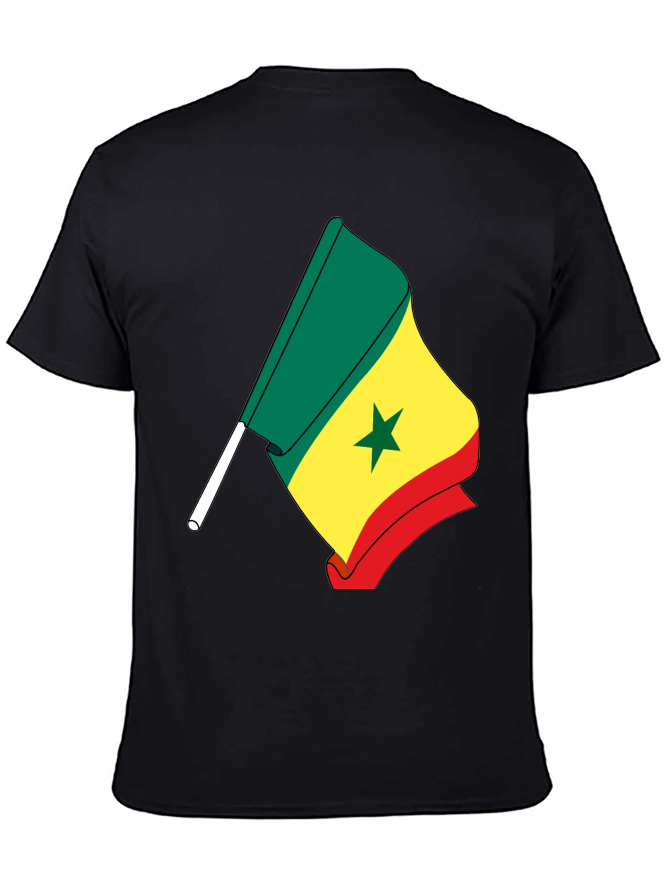 Senegal Flag Graphic Tee - Black Cotton Shirt - 4