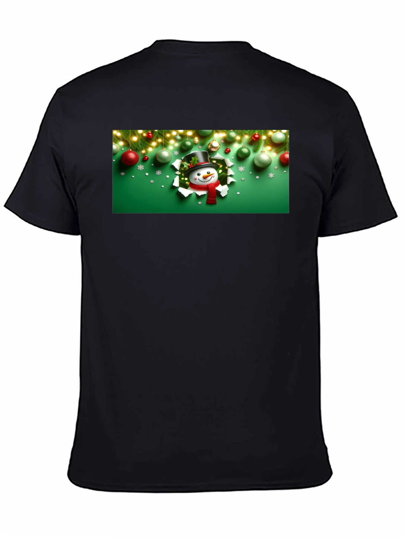 Black Festive Snowman Graphic Tee view 4