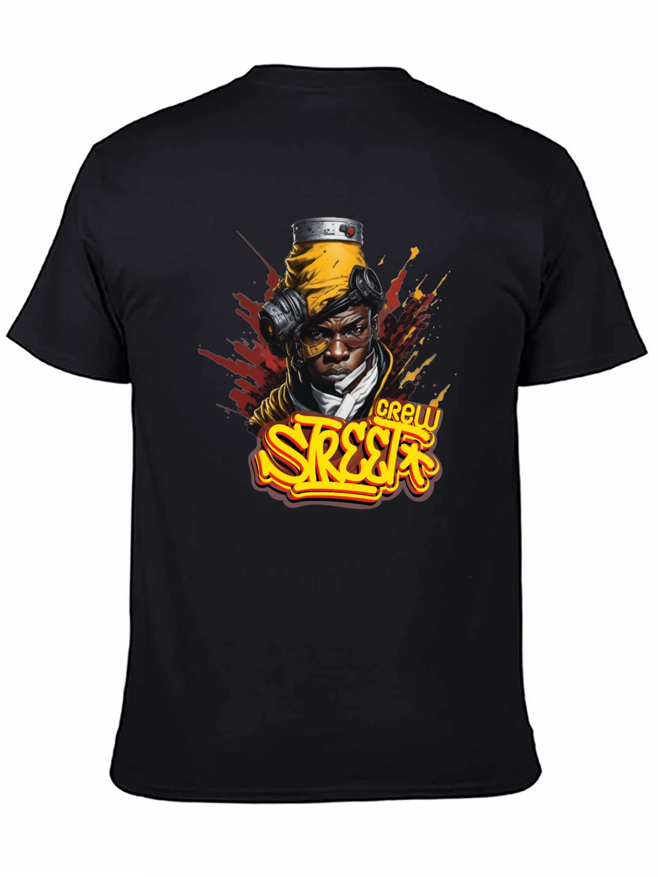 Black Street Crew Graphic T-Shirt - Urban Style view 4