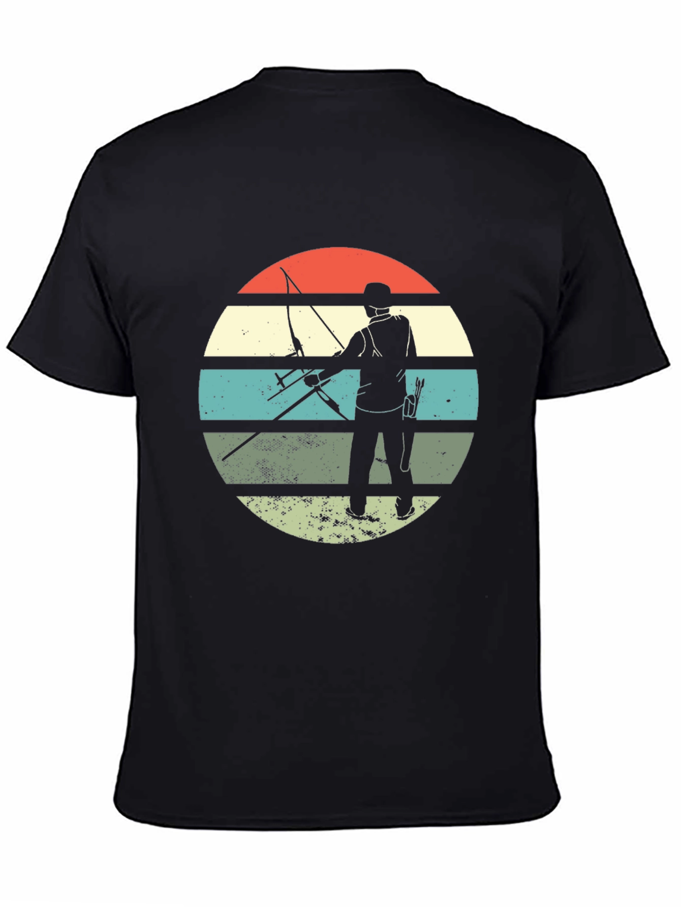 Black Archery Silhouette Retro Style T-Shirt view 4