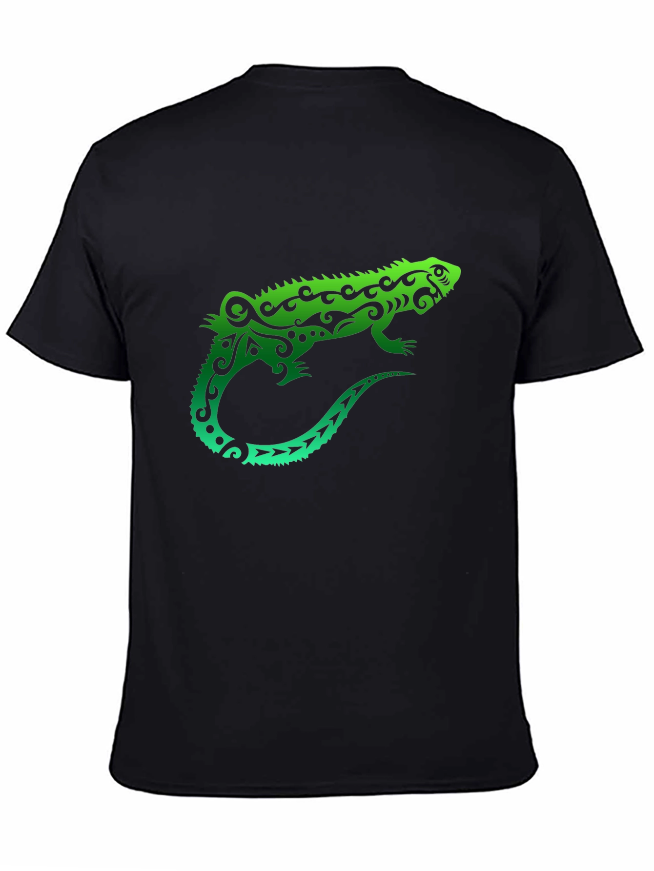 Black Tribal Iguana Black T-Shirt - Unique Design view 4