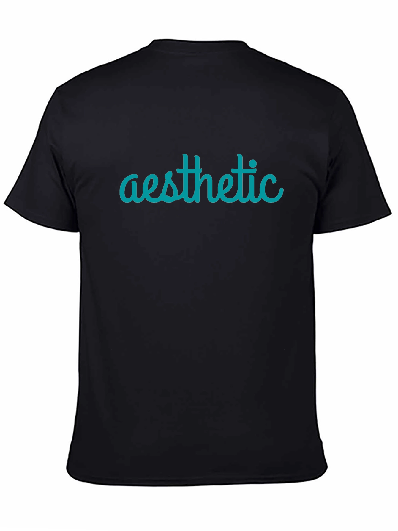 Black Aesthetic Teal Graphic Print Black T-Shirt view 4