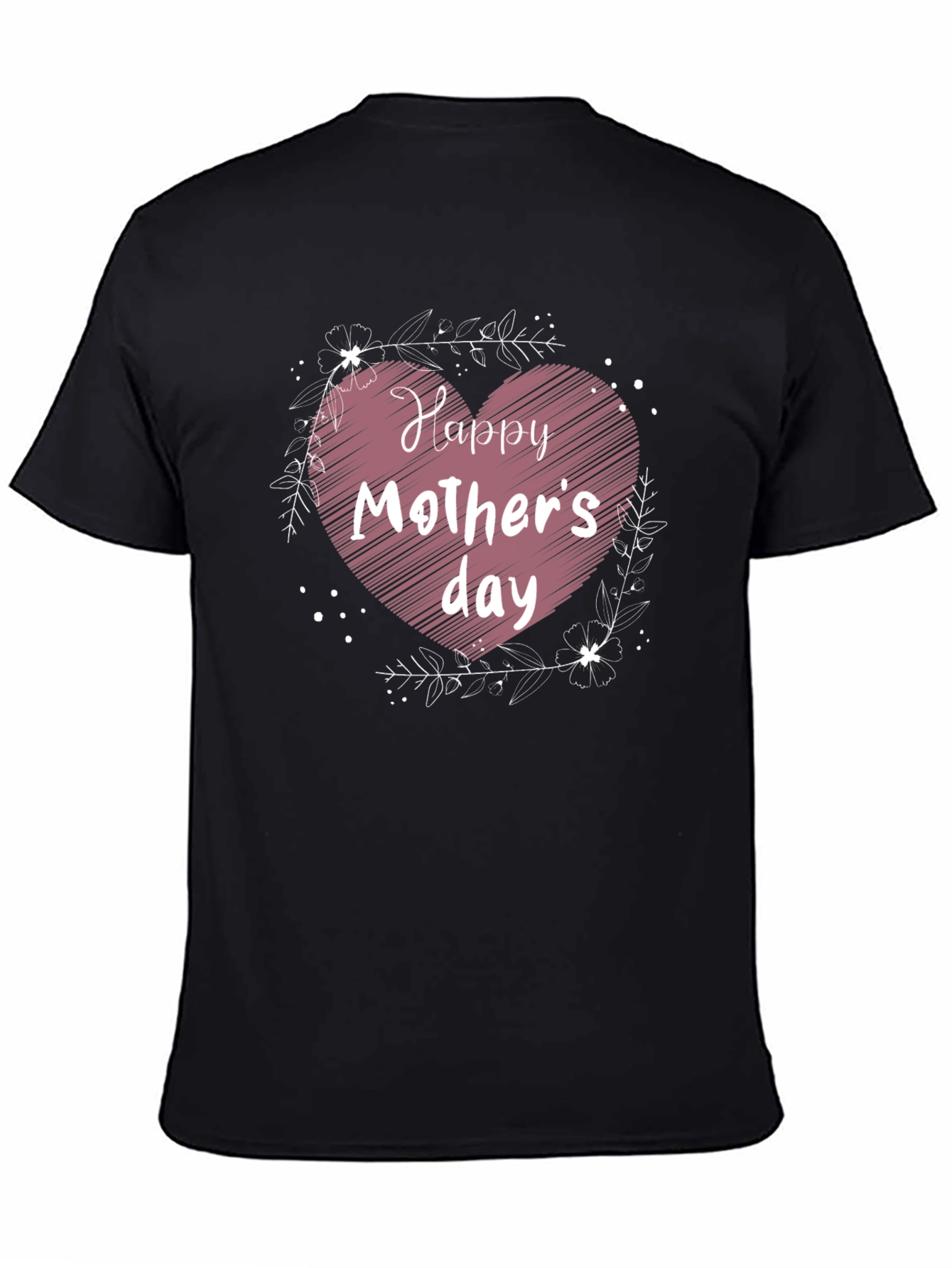 Black Happy Mother's Day Heart Graphic Tee view 4