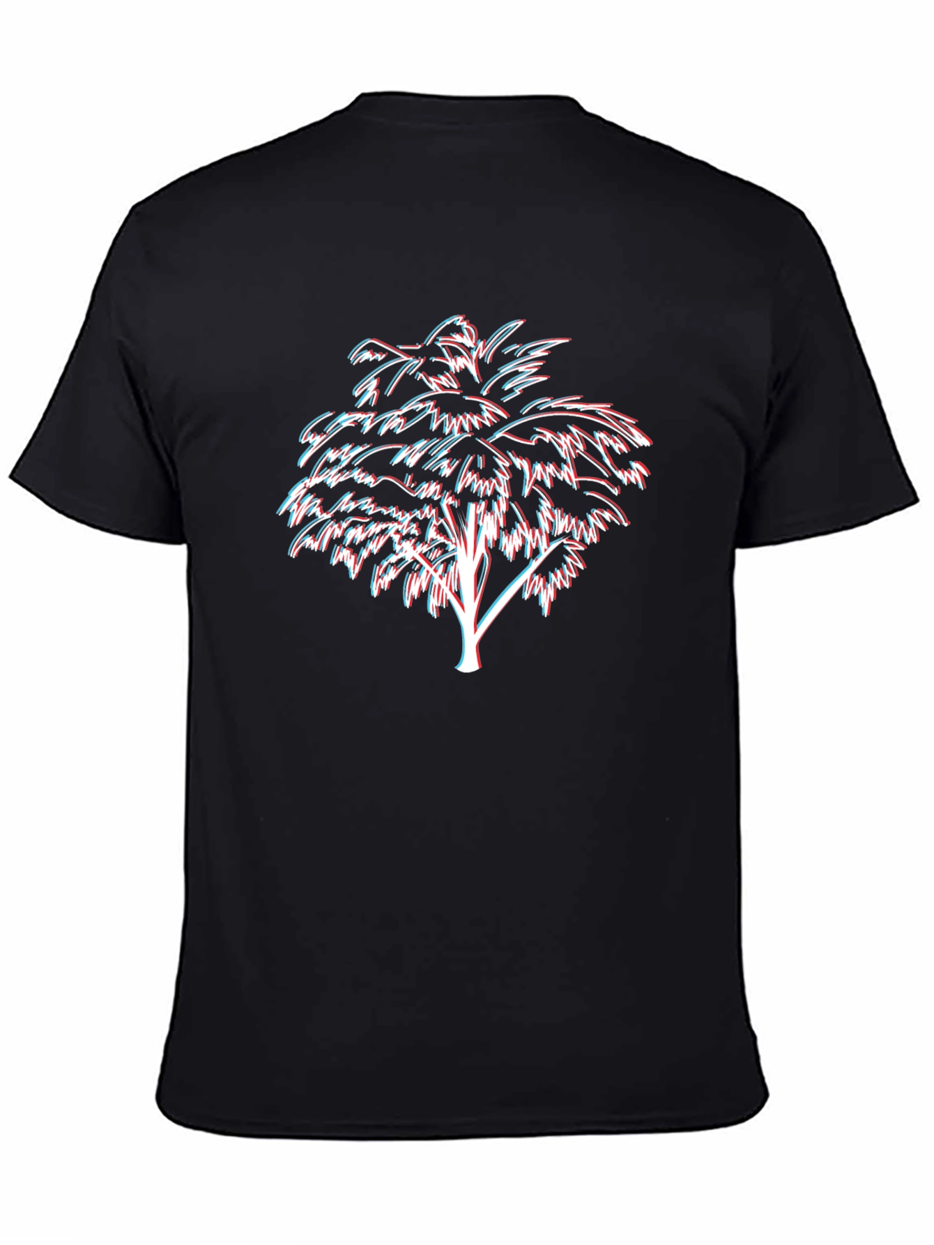 Black Retro 3D Palm Tree Black Graphic Tee view 4