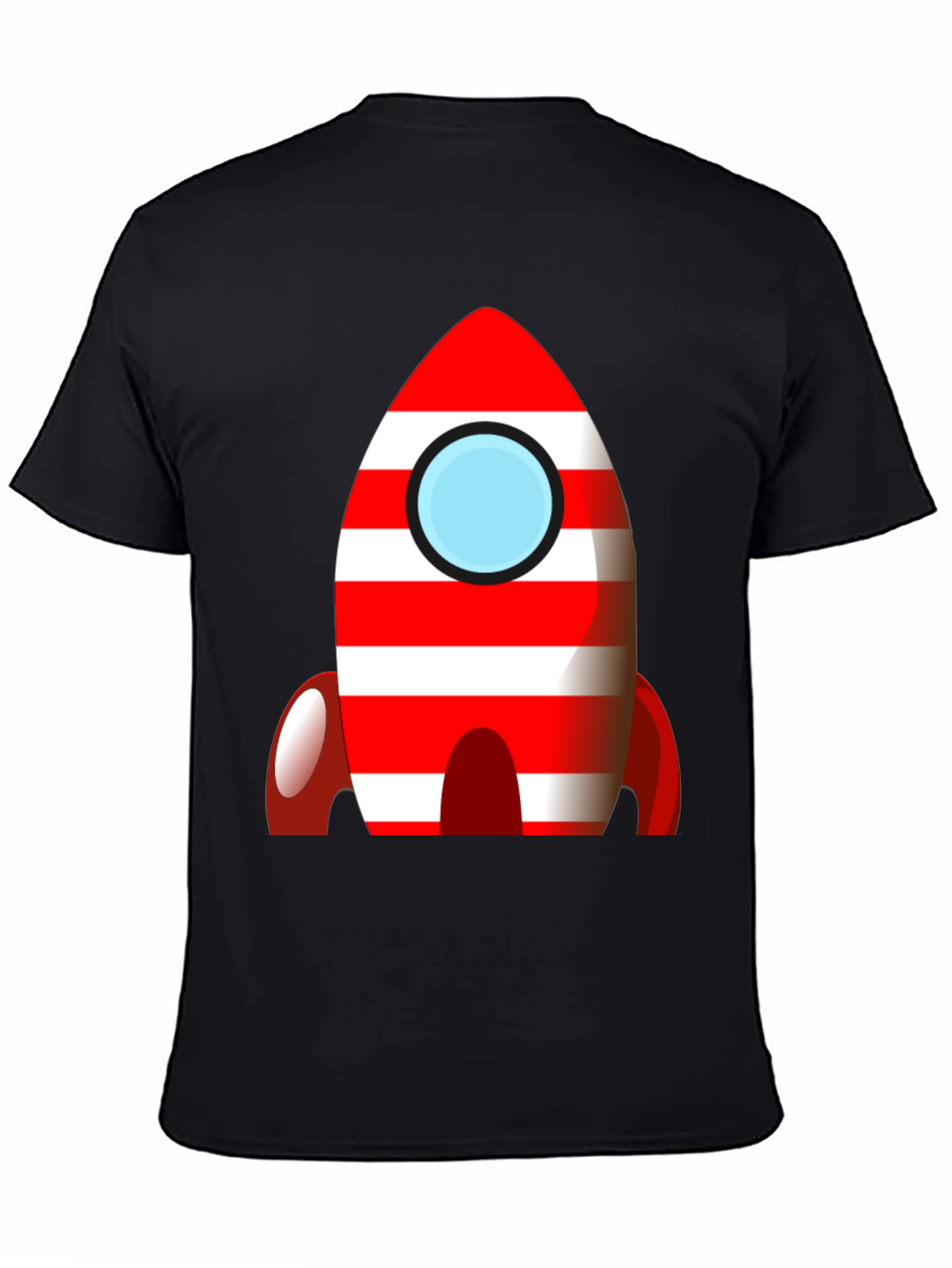 Black Retro Rocket T-Shirt - Bold Striped Design view 4