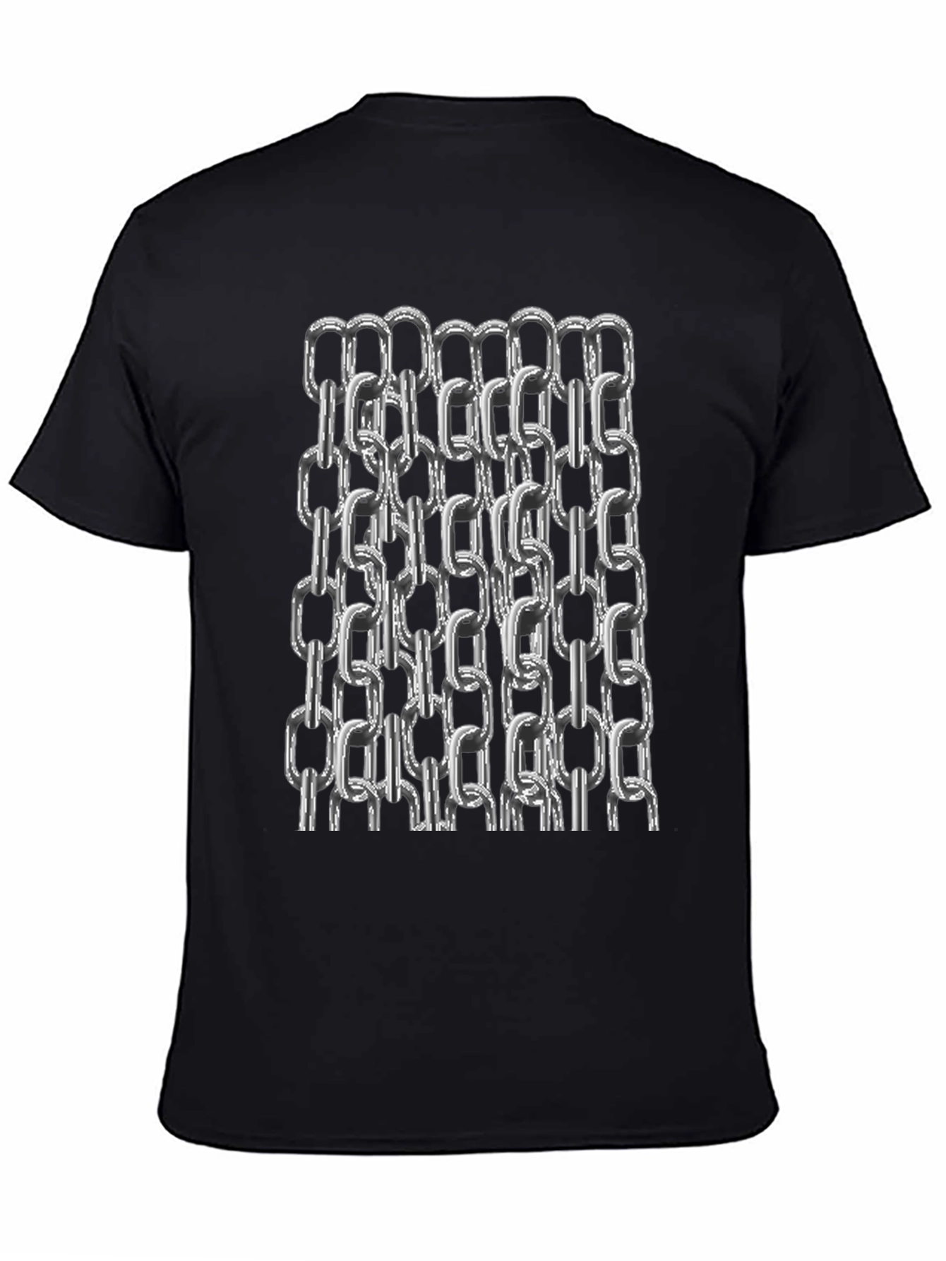 Black Chain Link Graphic Tee - Black Cotton Casual T-Shirt view 4