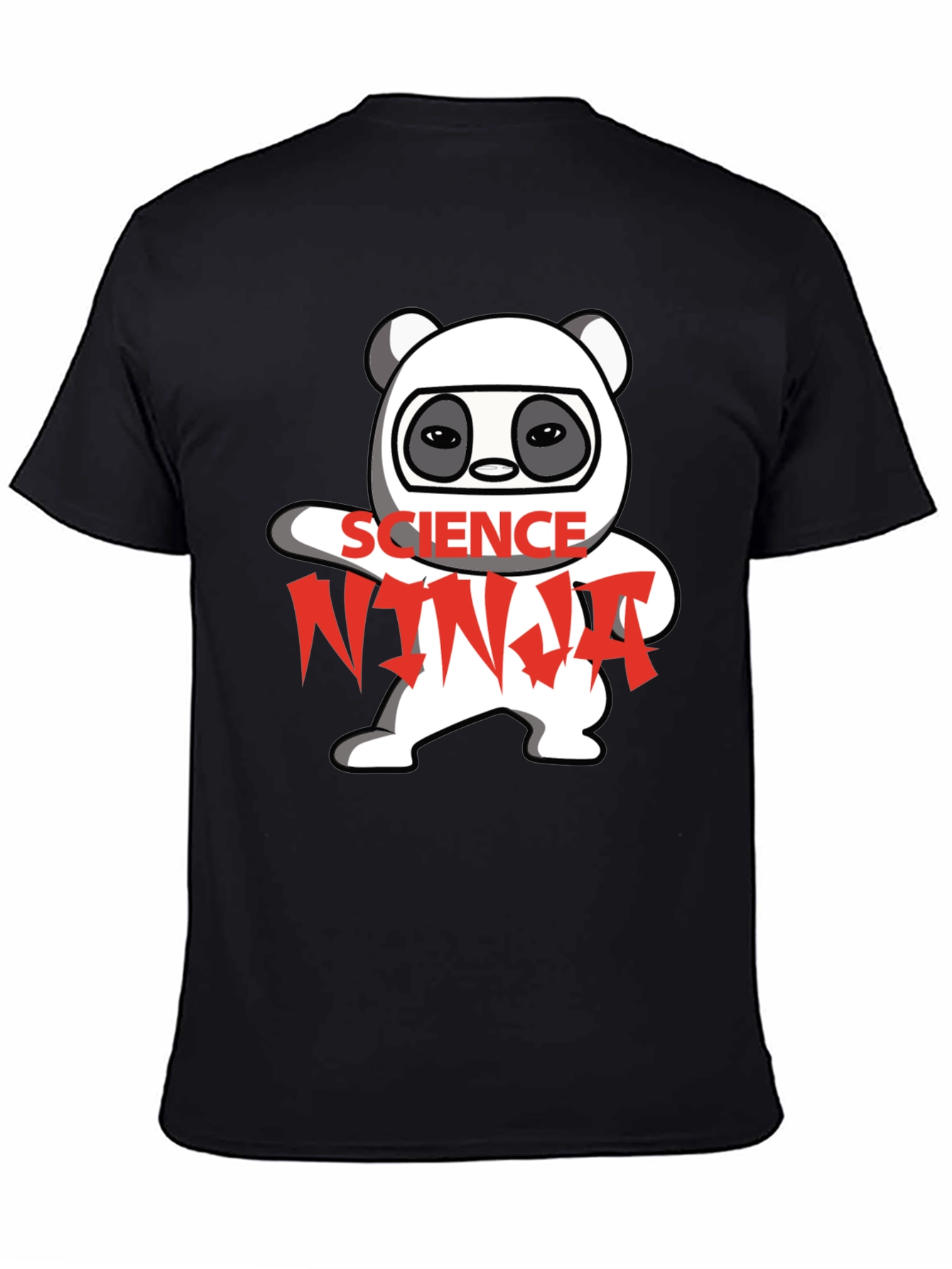 Black Science Ninja Panda Graphic T-Shirt view 4