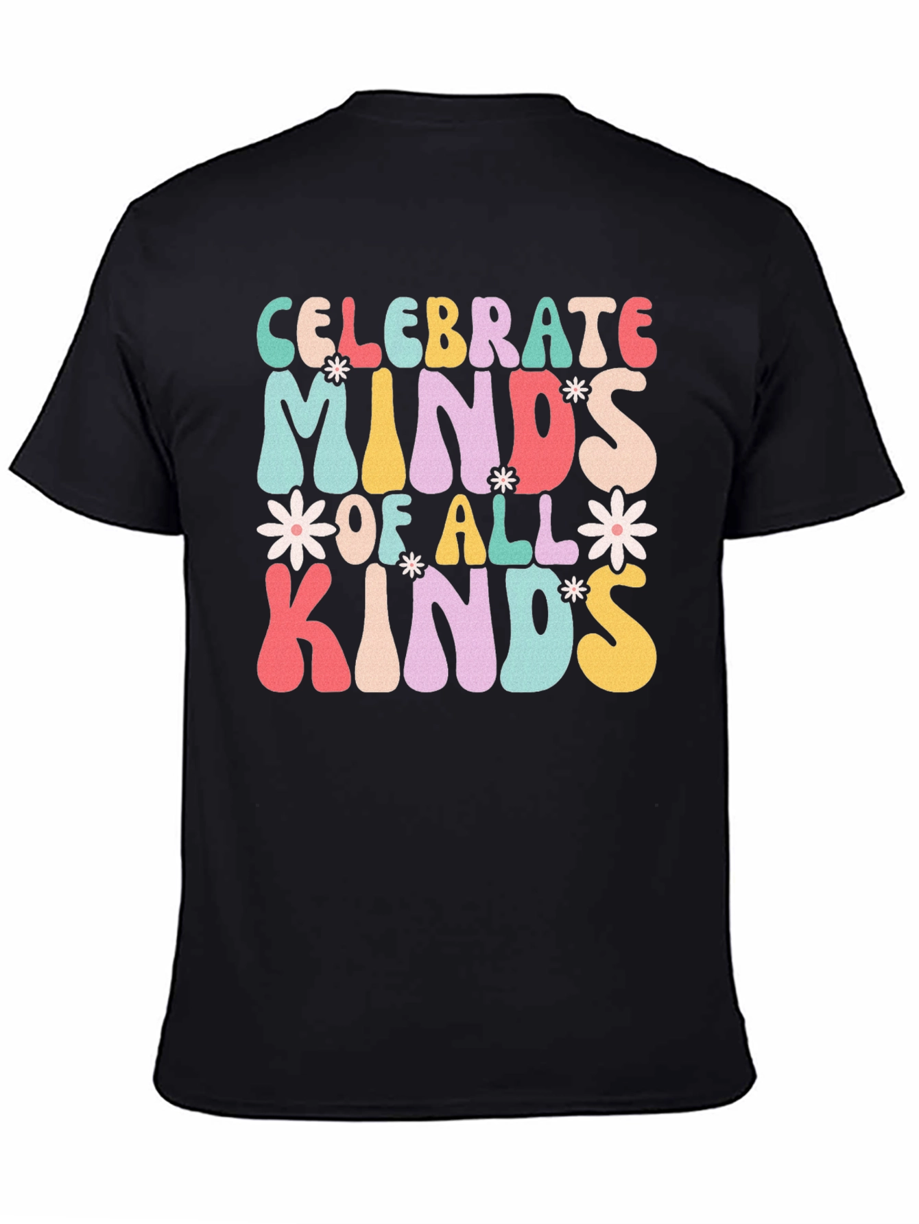 Black Celebrate Minds T-Shirt, Retro Design view 4