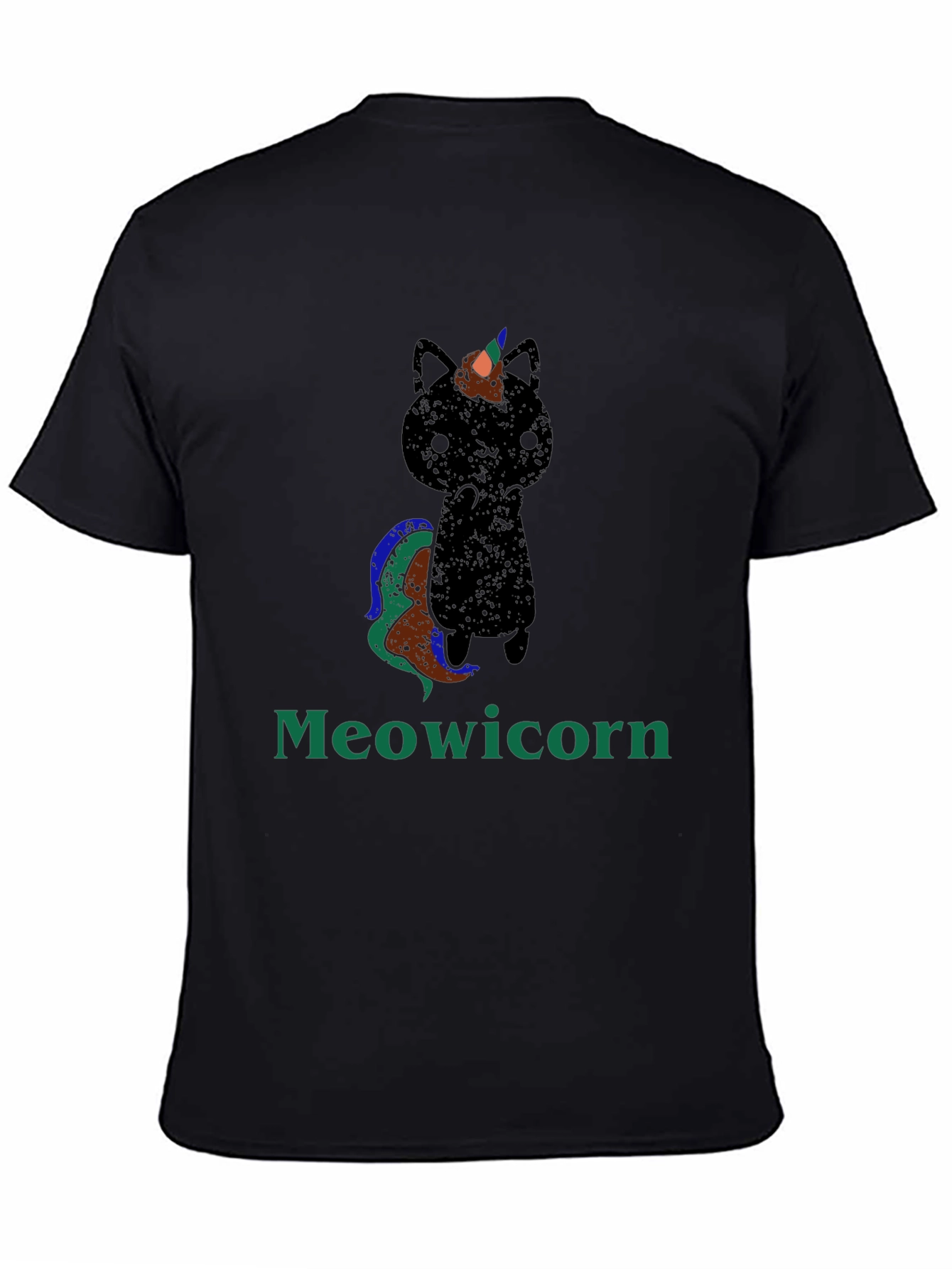 Black Meowicorn T-Shirt - Quirky Cat Unicorn Tee view 4