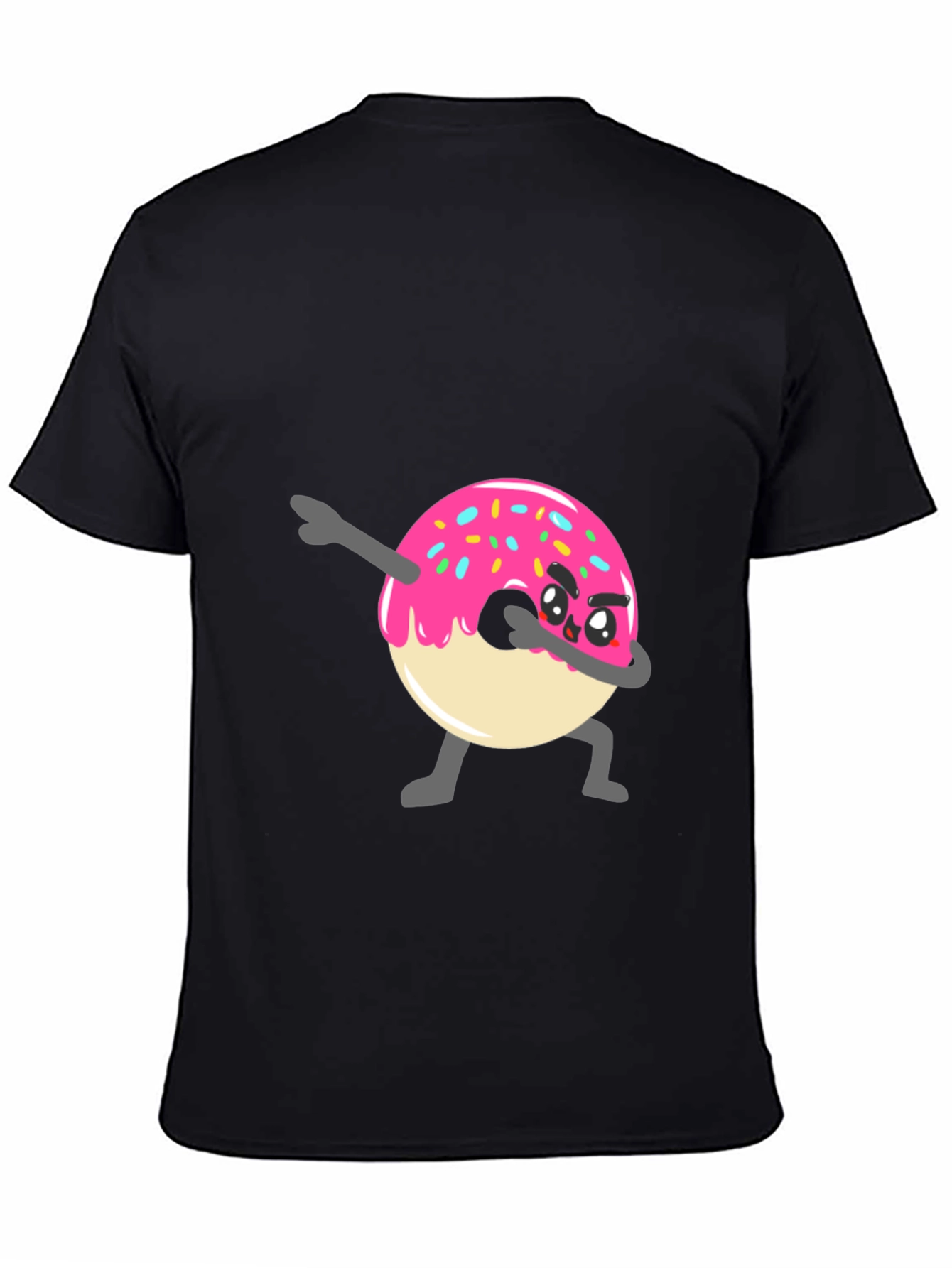 Black Dabbing Donut Graphic Tee - Funny Cartoon T-Shirt view 4