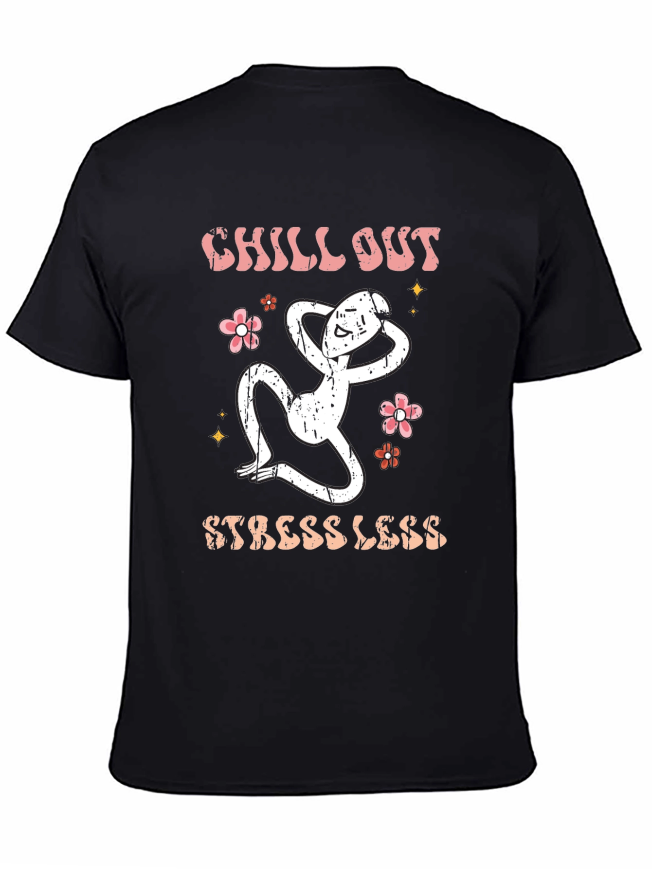 Black Chill Out Stress Less Graphic Tee view 4