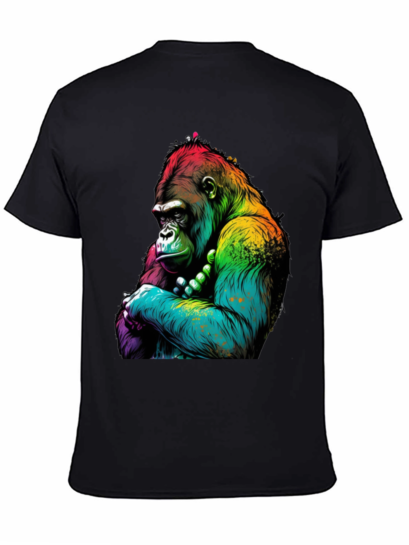 Black Rainbow Gorilla Graphic Tee - Bold Ape Design view 4