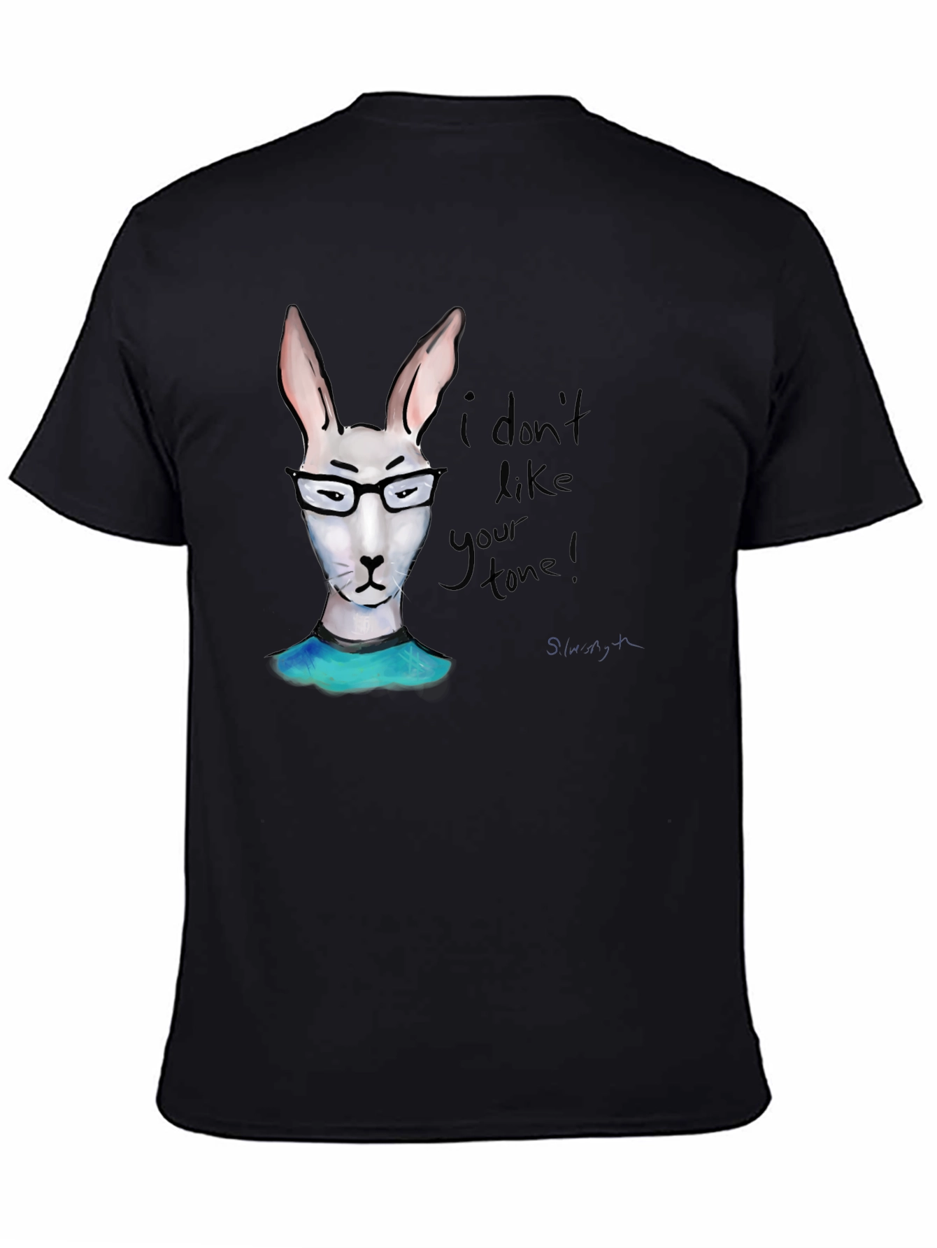 Black Funny Bunny Black T-Shirt - I Don't Like Your Tone view 4