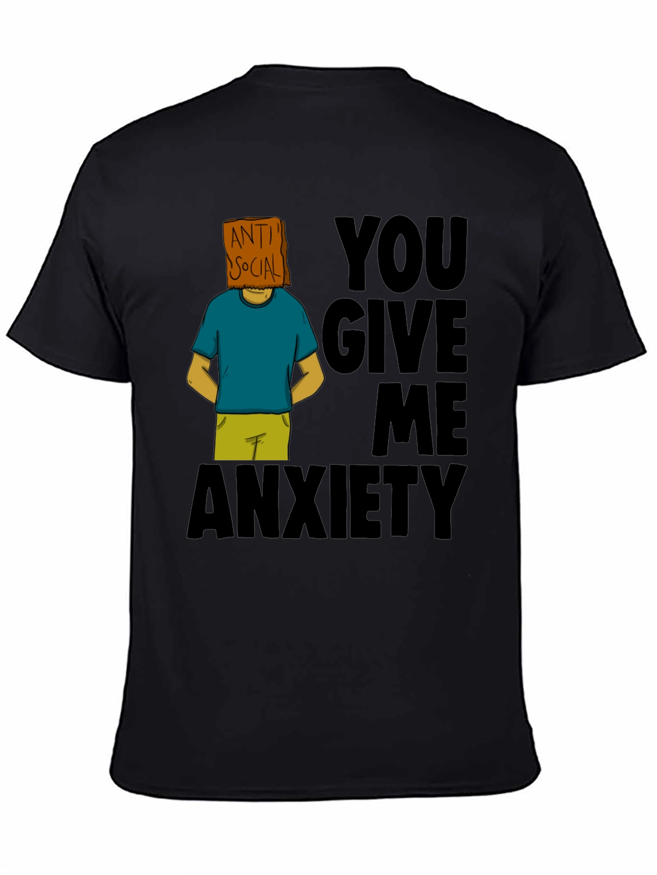 Black Anti-Social Anxiety Graphic T-Shirt - Black view 4