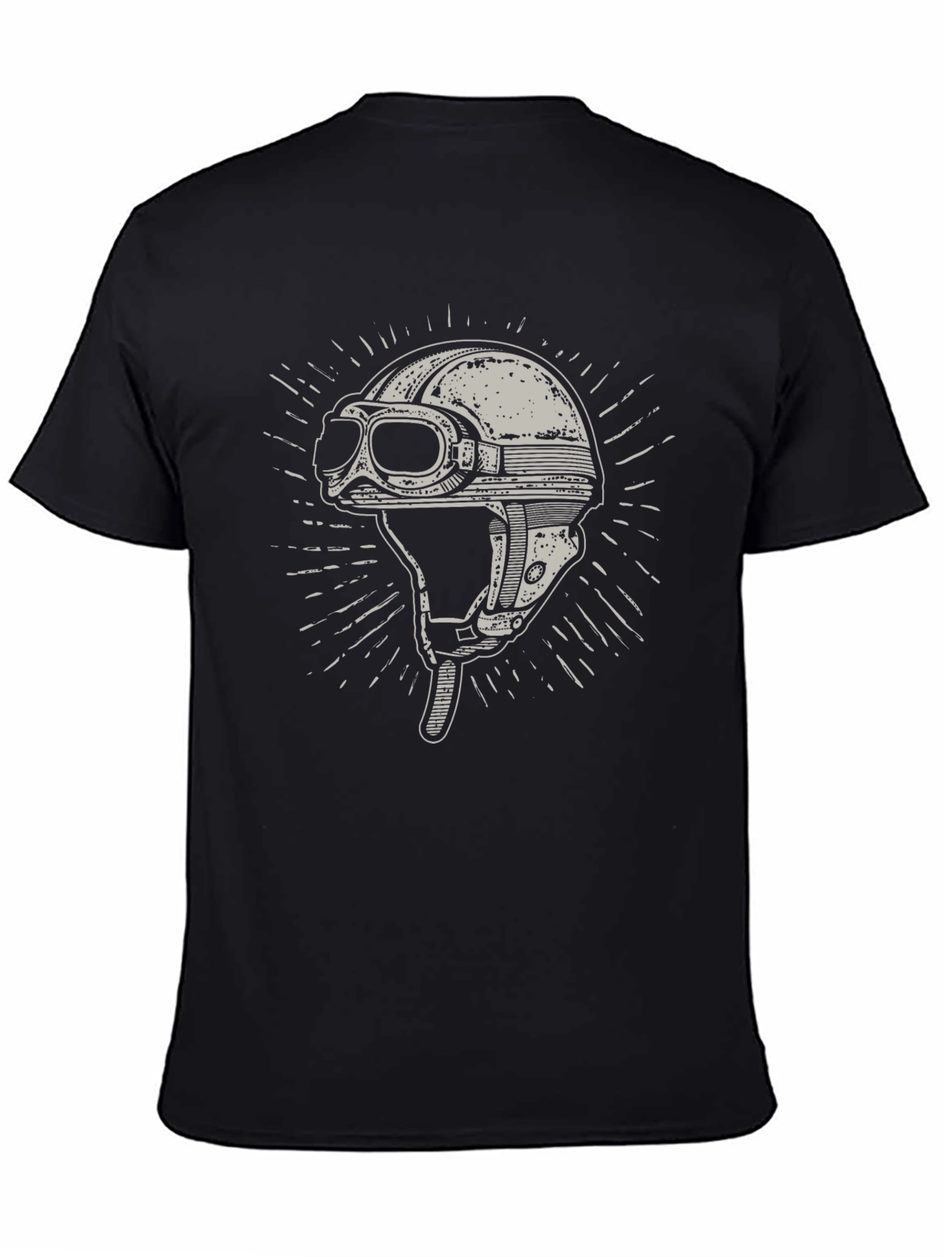 Black Vintage Motorcycle Helmet Graphic T-Shirt view 4