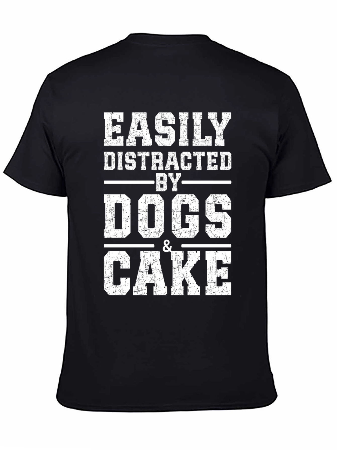 Black Easily Distracted By Dogs & Cake Black T-Shirt view 4
