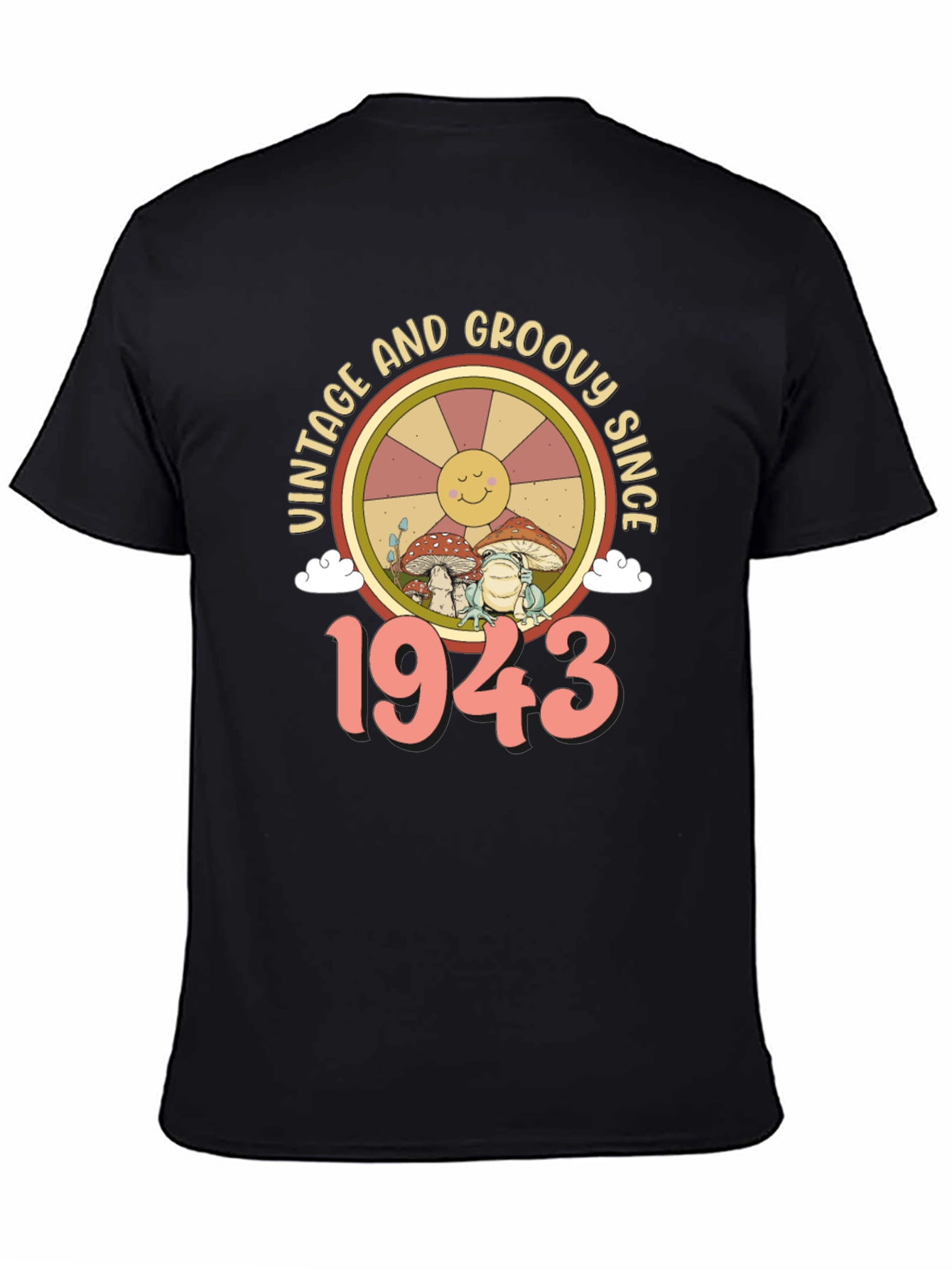 Black Vintage Groovy Since 1943 Graphic T-Shirt view 4