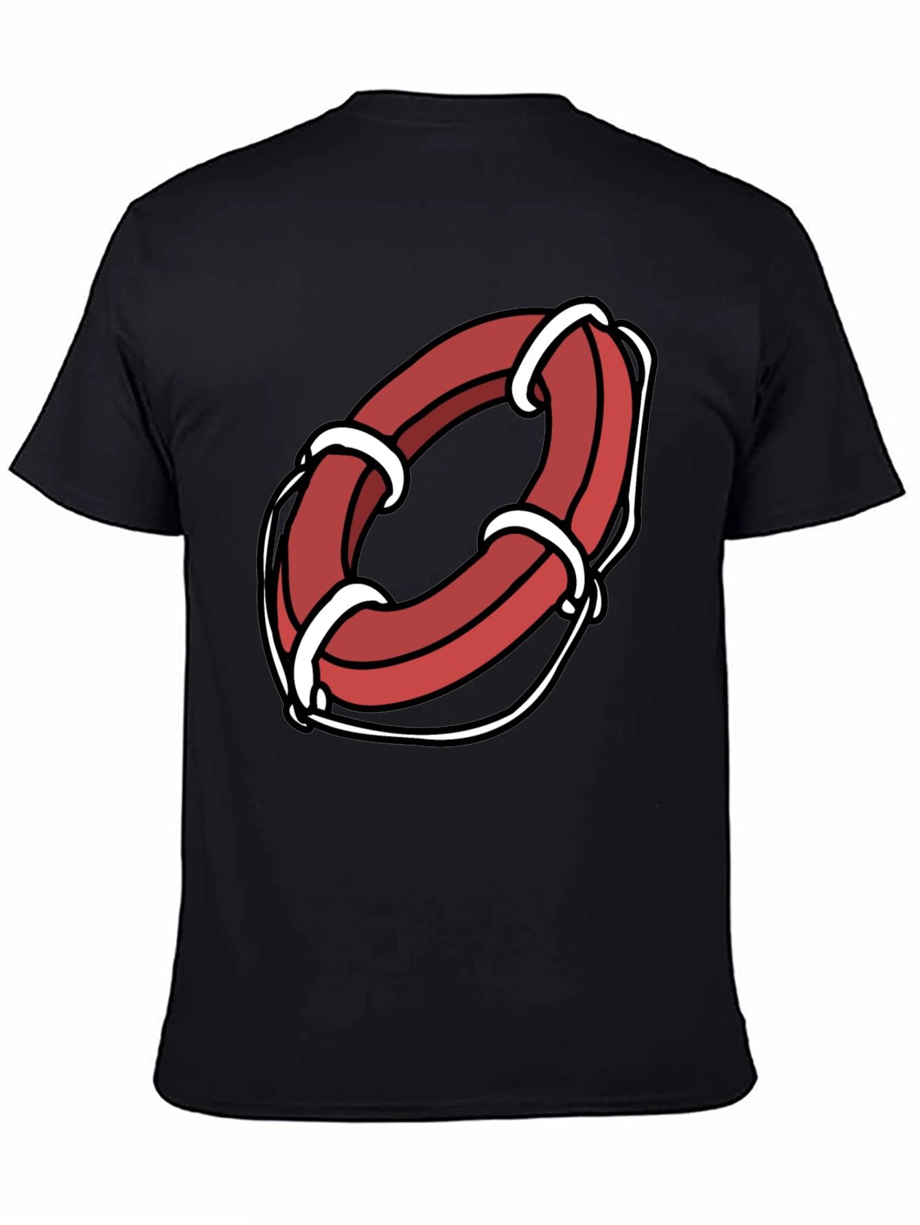 Black Cartoon Life Preserver Graphic Tee view 4