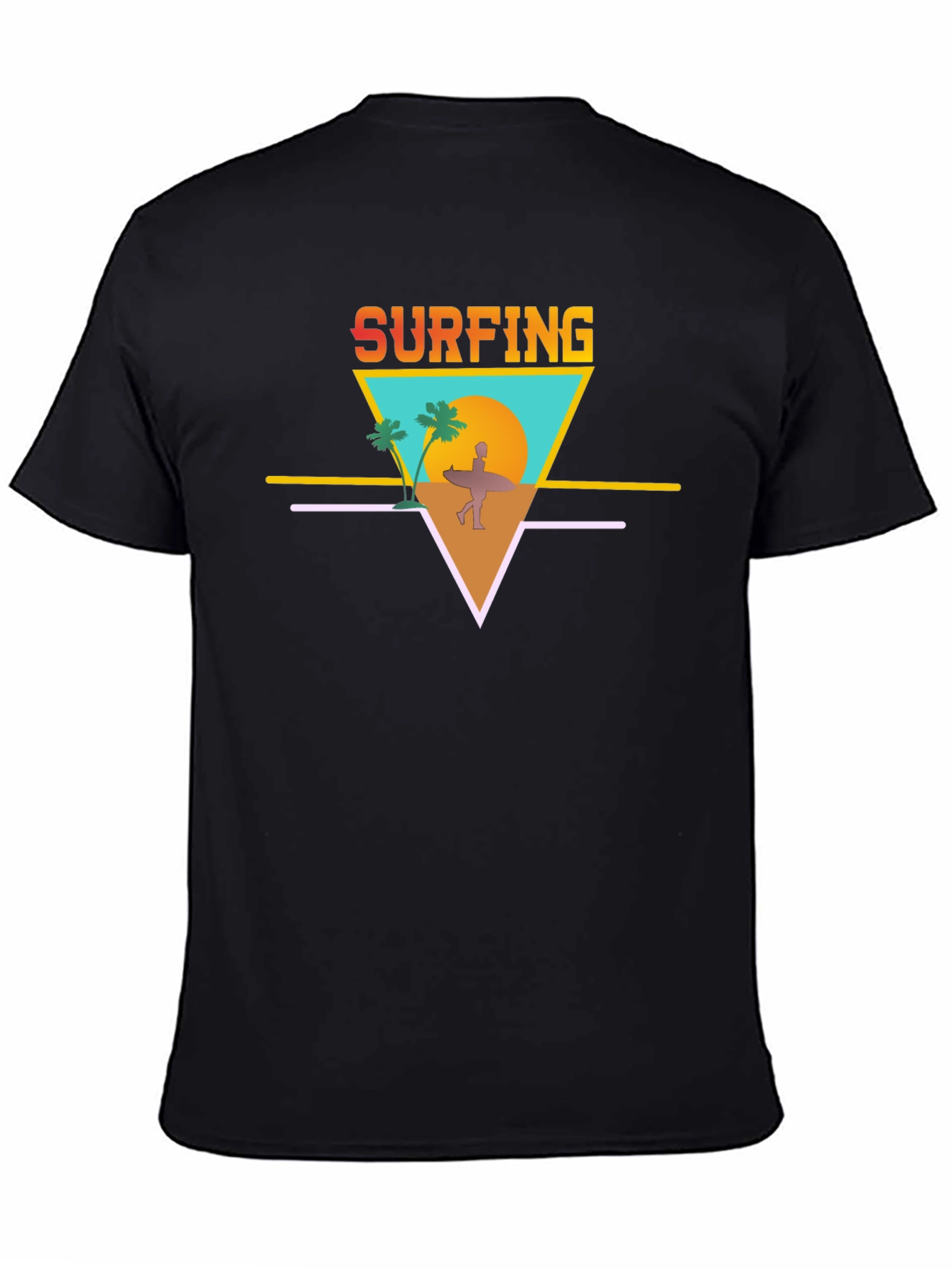 Black Surfing Graphic Tee - Retro Summer Vibes view 4