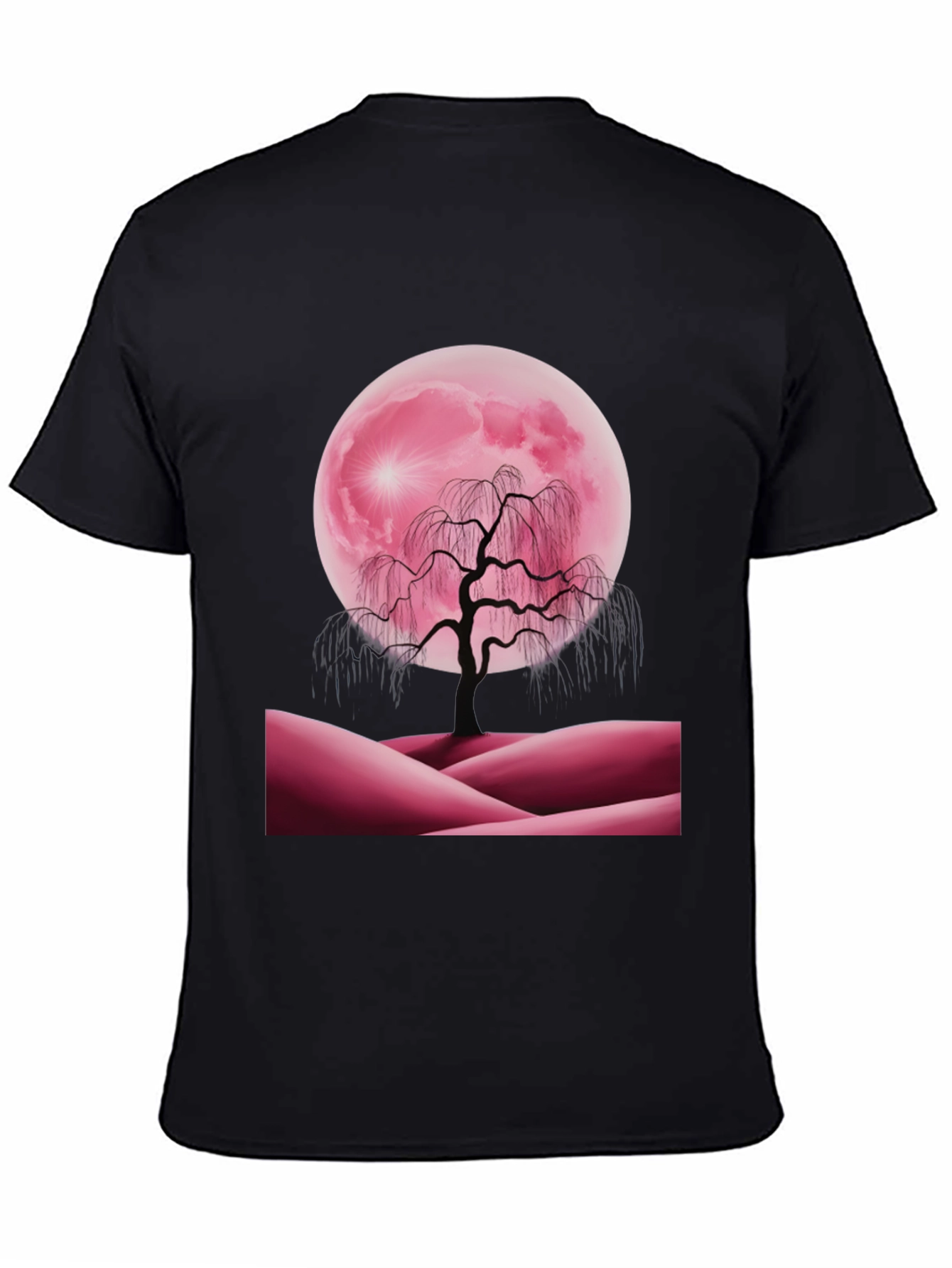 Black Pink Moon Tree Graphic Tee view 4