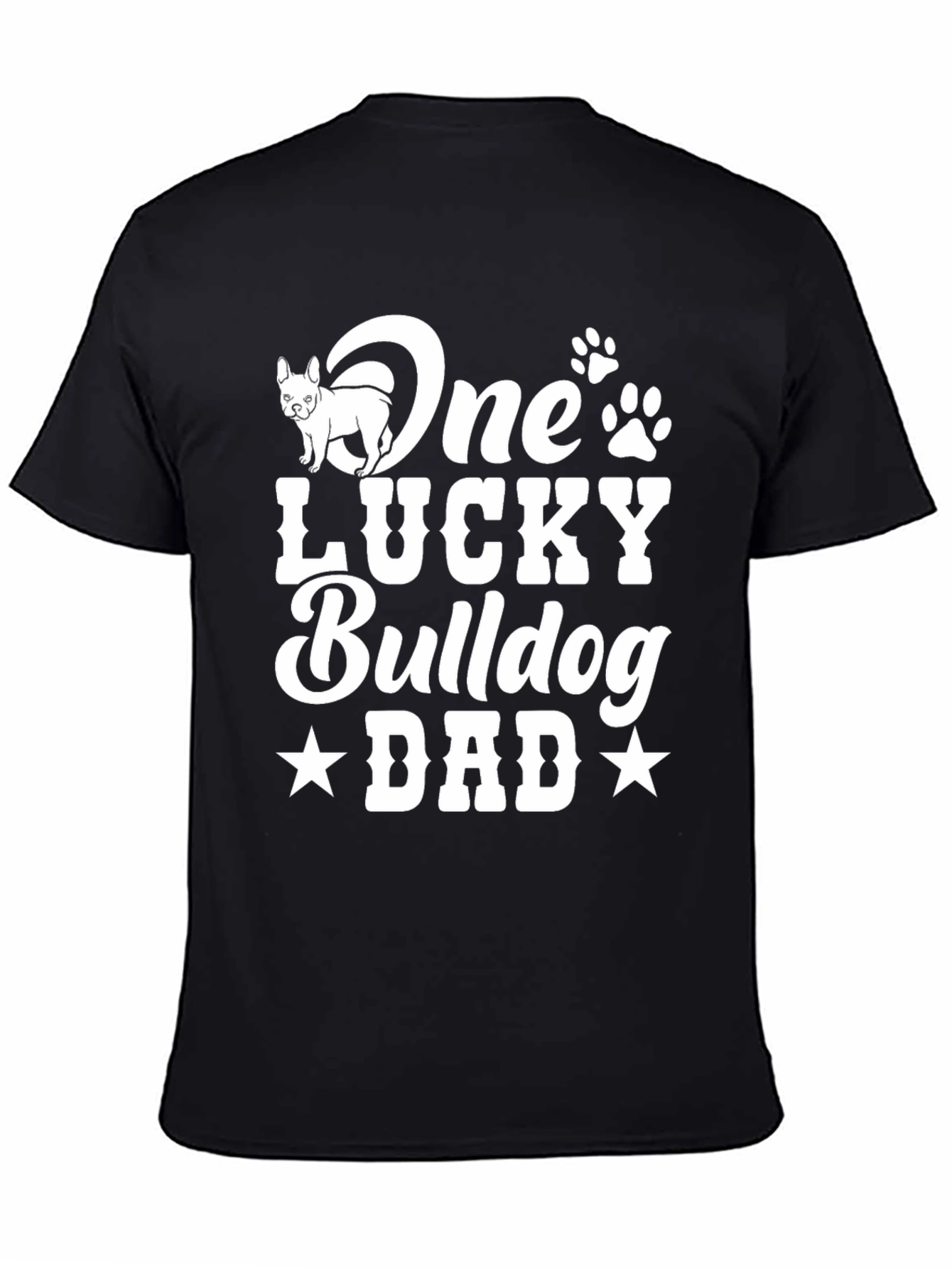 Black One Lucky Bulldog Dad T-Shirt view 4