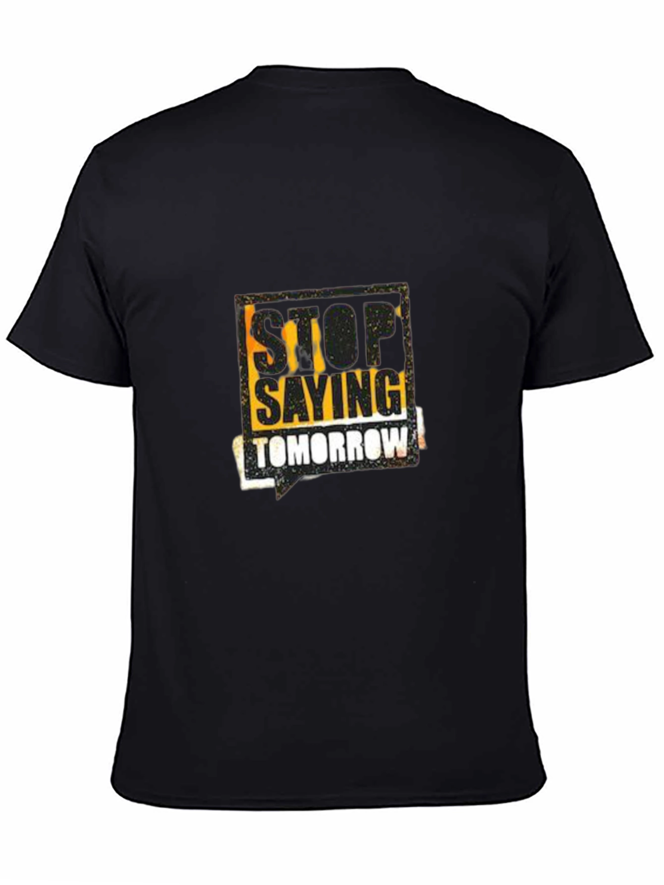 Black Stop Saying Tomorrow Graphic Tee - Stylish Black T-Shirt view 4