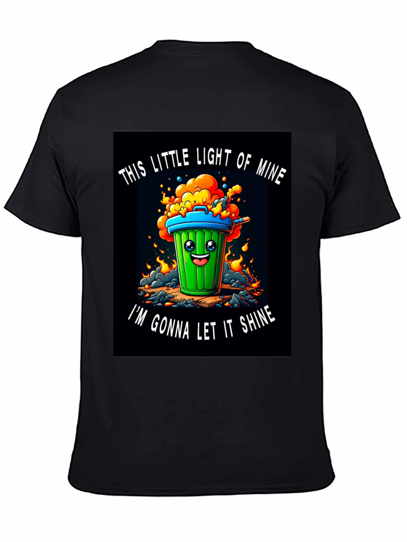 Black Funny Trash Can T-Shirt - Let it Shine! view 4