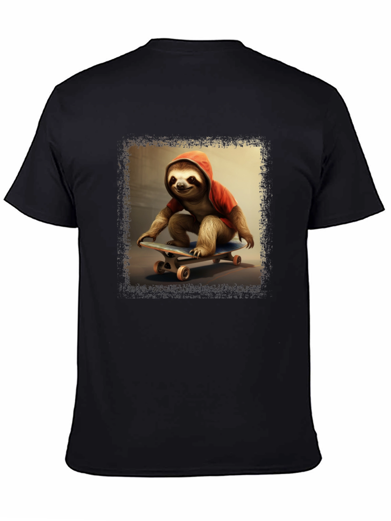 Black Sloth Skateboarder T-Shirt - Cool & Unique Design view 4