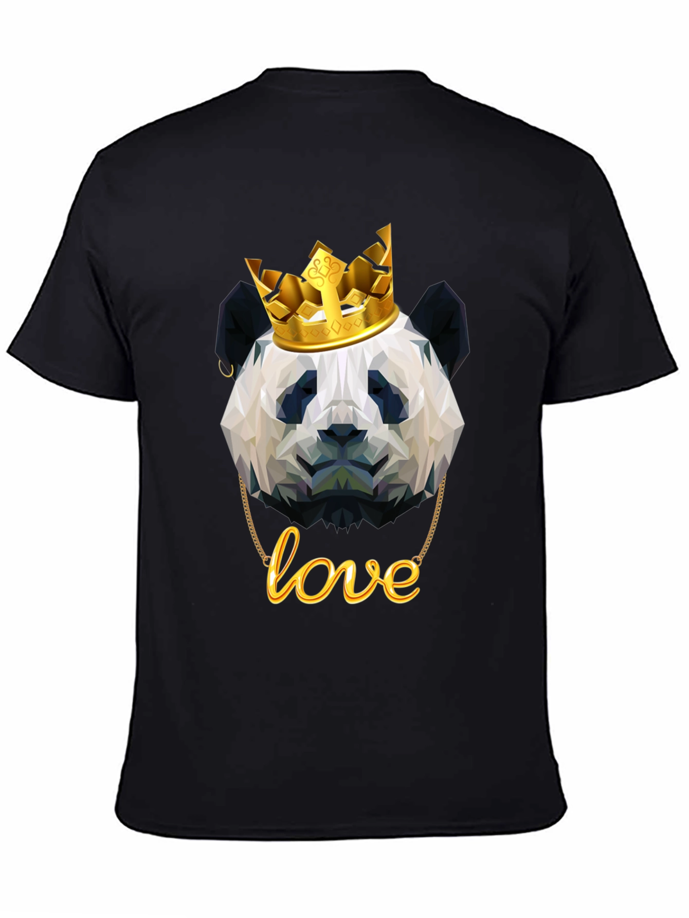 Black Panda King T-Shirt - Geometric Design view 4