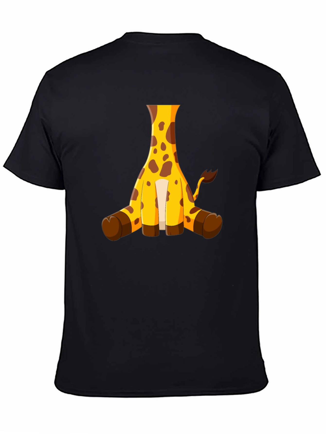 Black Giraffe Cartoon Black T-Shirt view 4