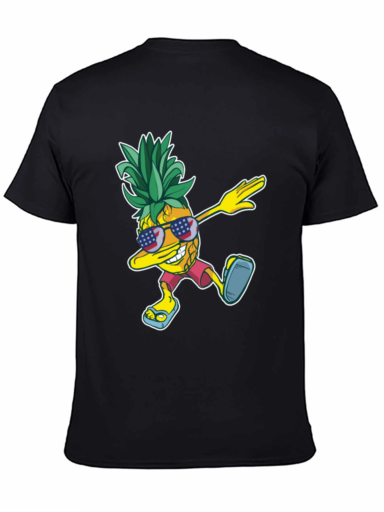 Black Dabbing Pineapple Graphic Tee - Patriotic Summer Style view 4