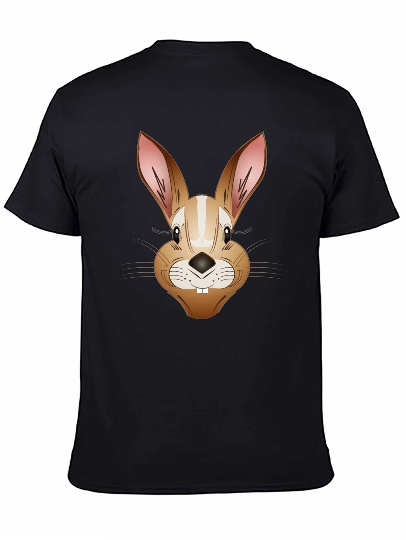 Funny Rabbit Face T-Shirt - Men's Black Tee - 4
