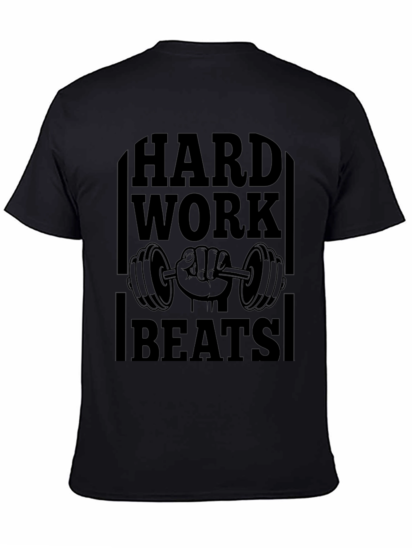 Black Hard Work Beats All Gym T-Shirt view 4