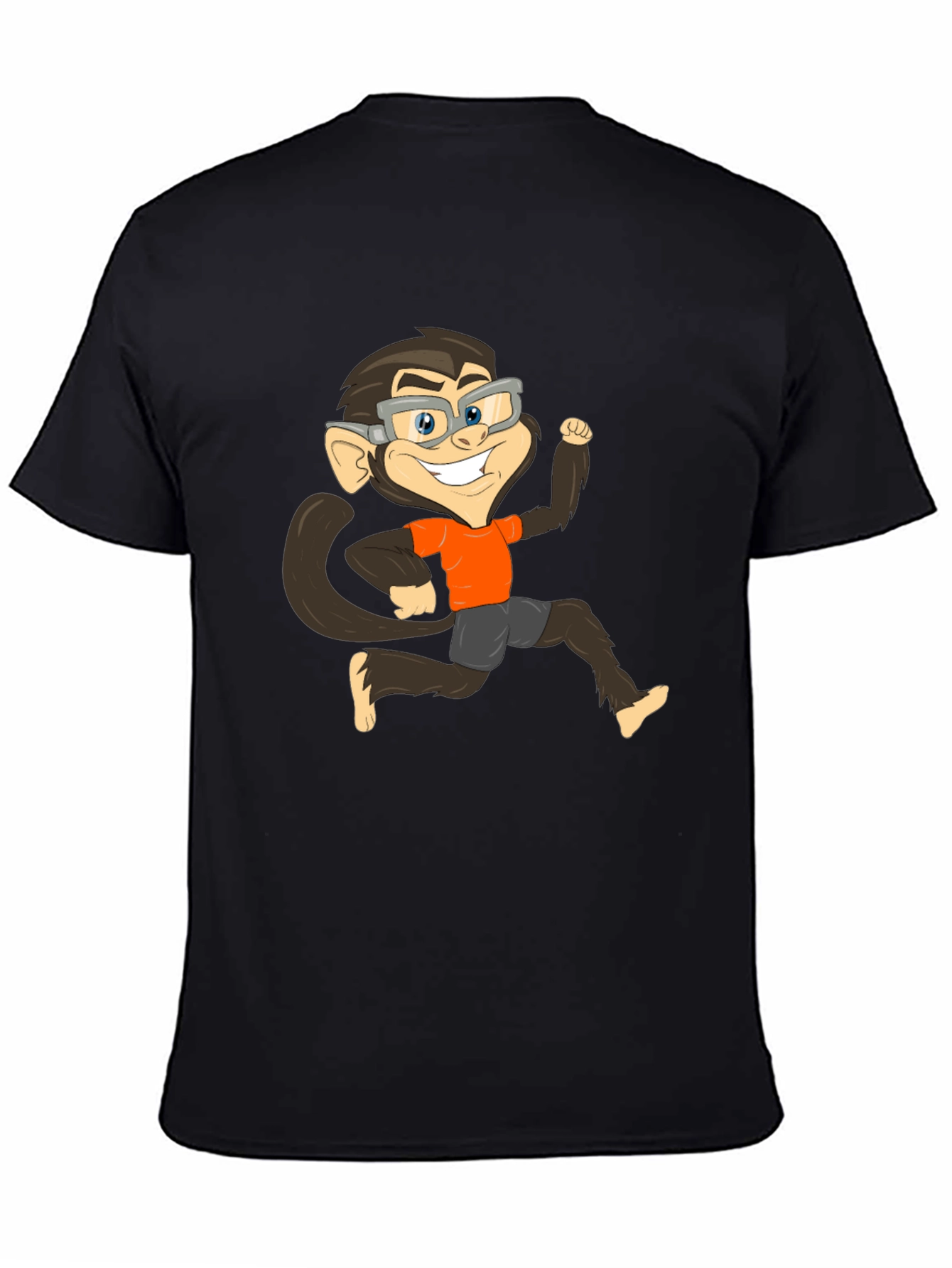 Black Monkey Cartoon Graphic T-Shirt view 4