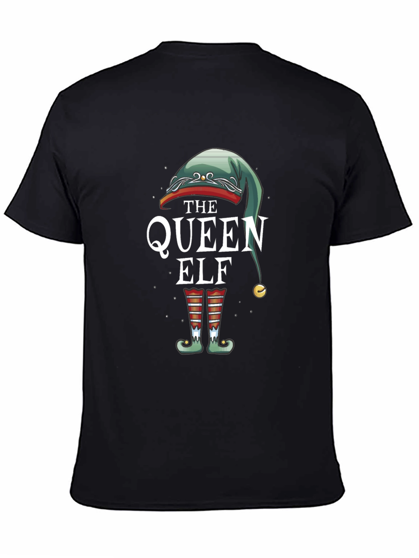 Black Queen Elf Graphic Tee - Holiday Festive Shirt view 4