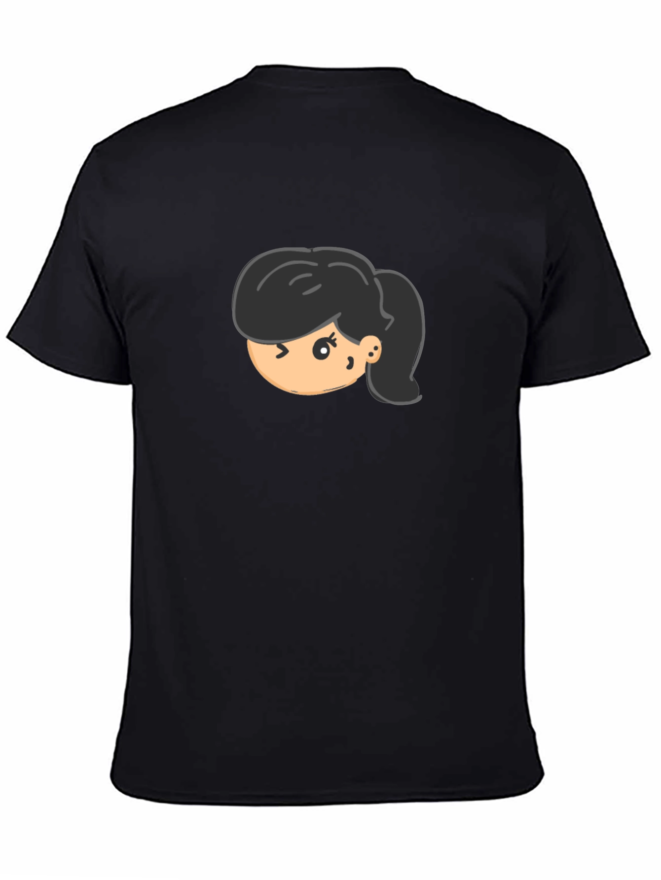 Black Cartoon Girl Graphic Tee - Unisex Black T-Shirt view 4