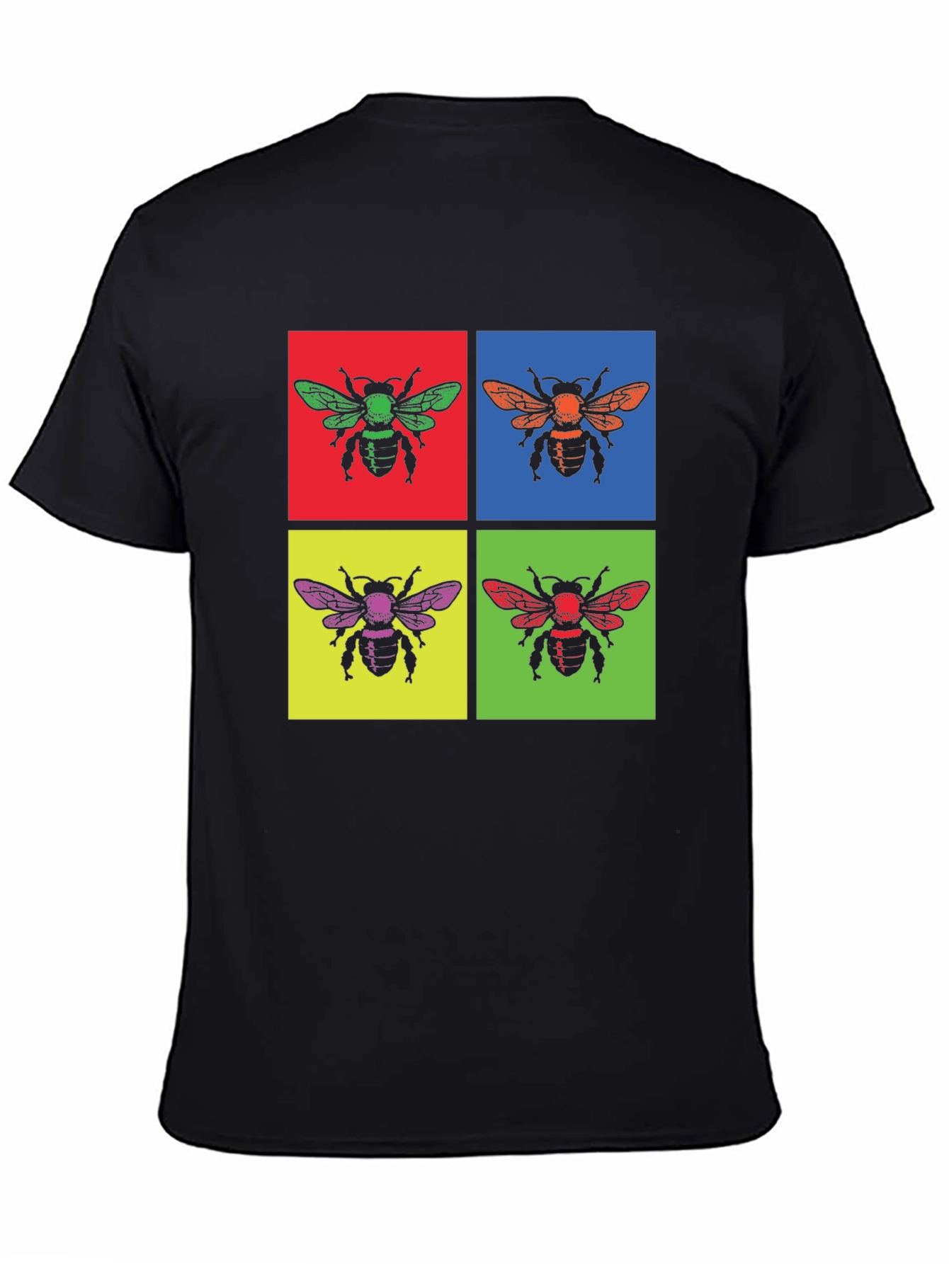 Black Retro Bee Pop Art Graphic Tee view 4