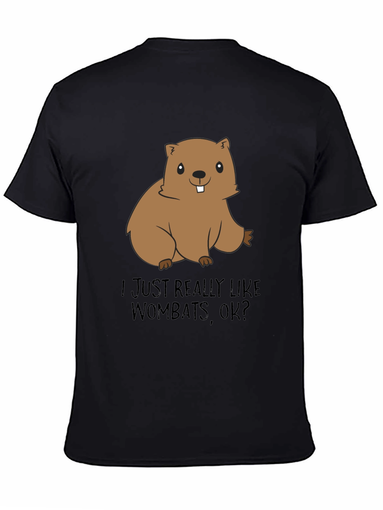 Black Wombat Lover T-Shirt - Cute Cartoon Animal Tee view 4