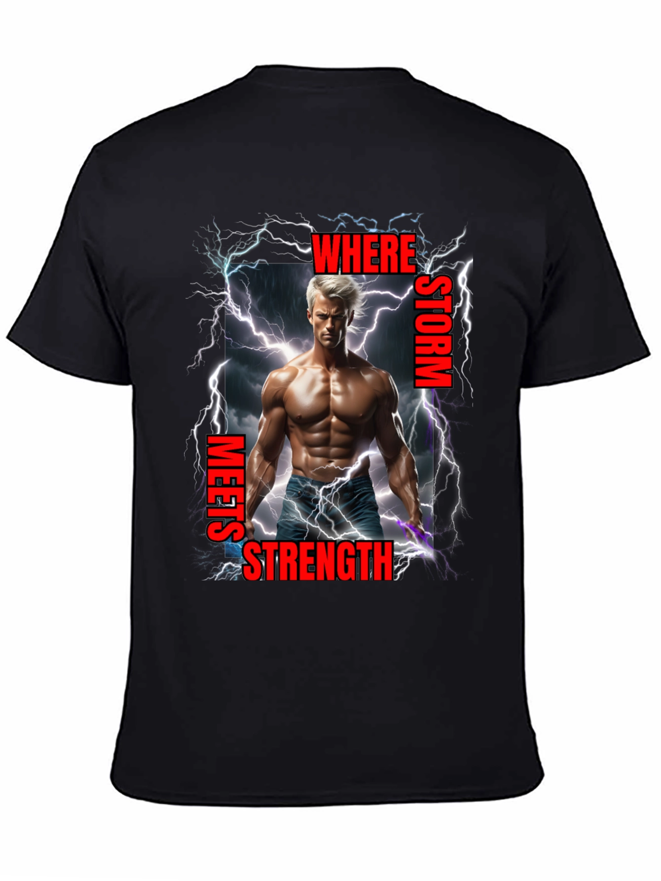 Black Storm Meets Strength Graphic T-Shirt view 4