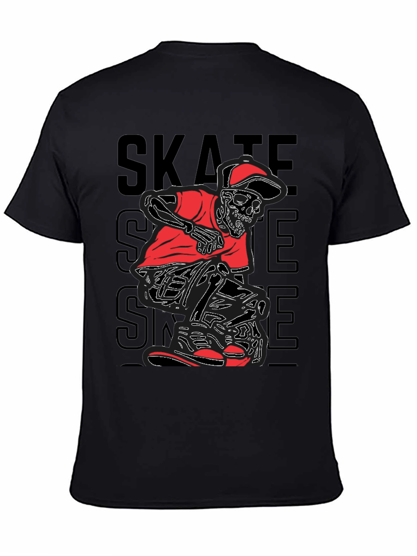 Black Skate Skeleton Graphic Tee - Edgy Style view 4