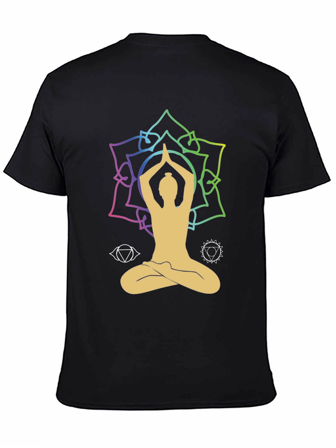 Black Yoga Lotus Chakra T-Shirt view 4