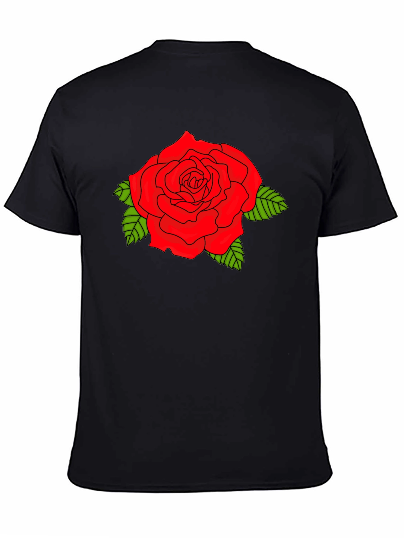 Black Bold Red Rose Graphic Black T-Shirt view 4