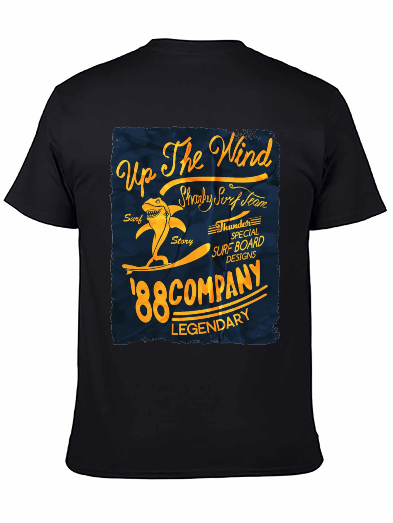 Black Sharky Surf Team T-Shirt: Up The Wind, '88 Company Legendary view 4
